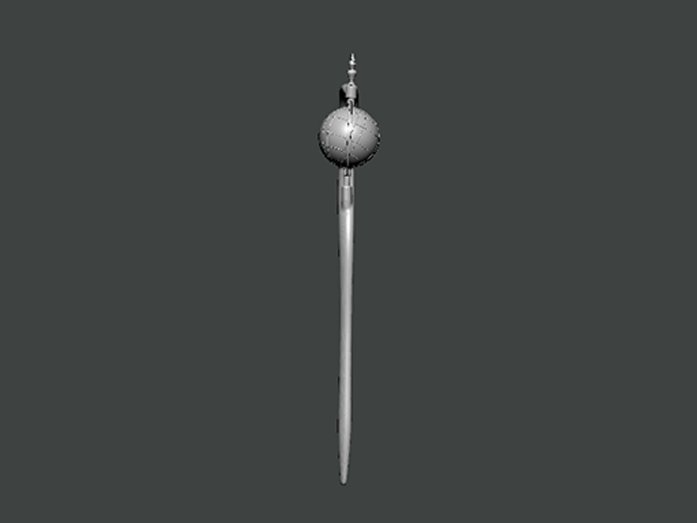 3D Model-STICK0003 silver stick with ball 3D print model_2