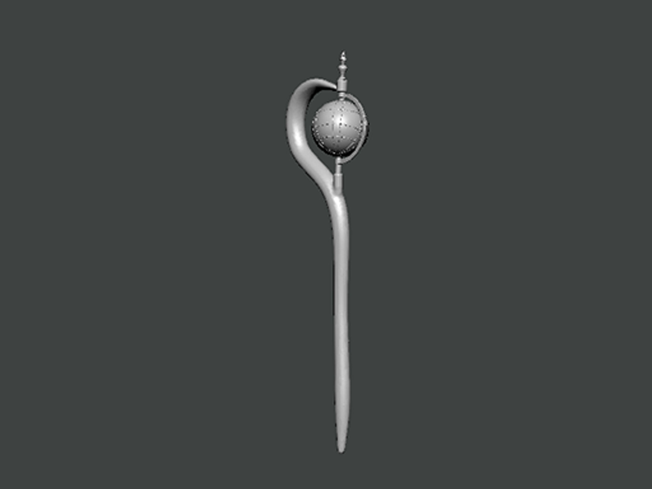 3D Model-STICK0003 silver stick with ball 3D print model_1
