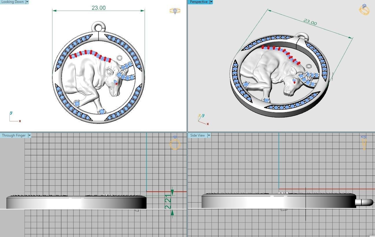 Pendant taurus ready for 3d print 3D print model_3