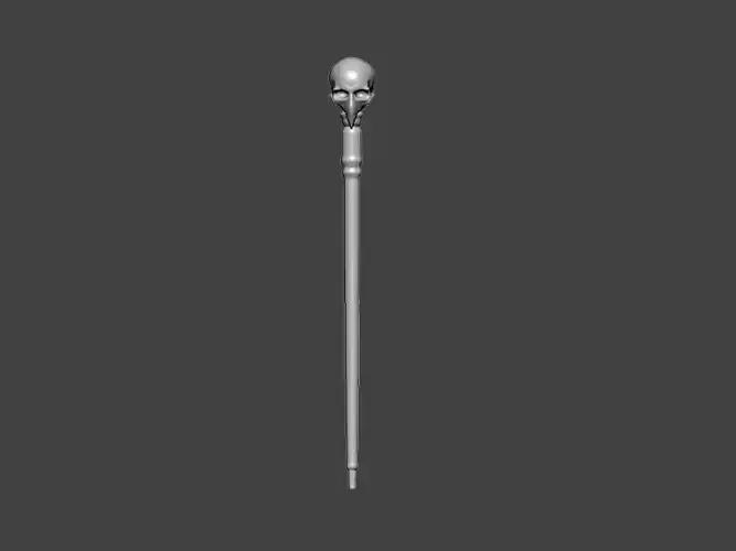 3D Model-STICK0004 silver stick with skull 3D print model
