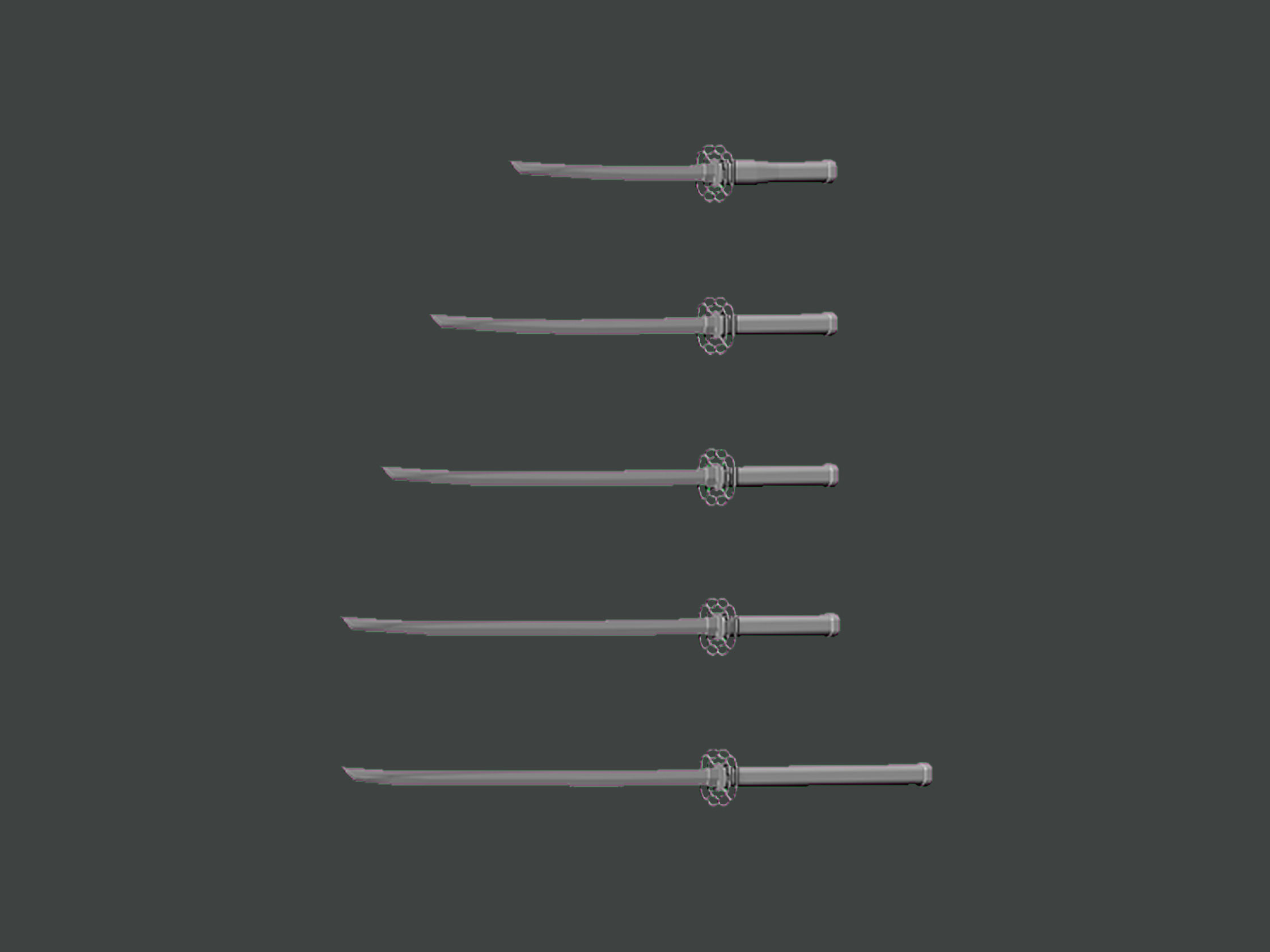3D Model-SWORD0005 five samurai swords 3D print model_1
