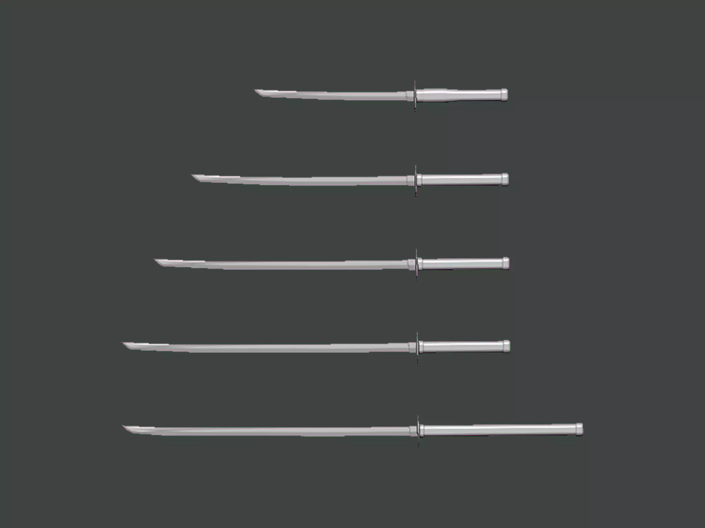 3D Model-SWORD0005 five samurai swords 3D print model_0