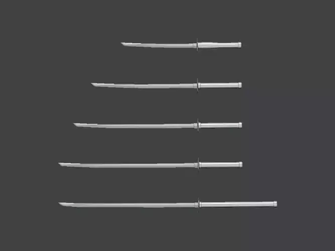 3D Model-SWORD0005 five samurai swords 3D print model