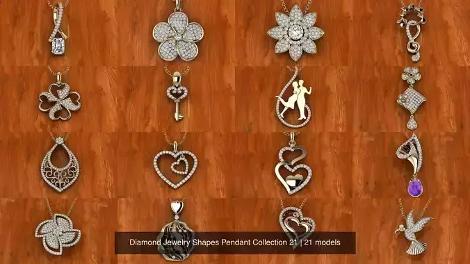 Diamond Jewelry Shapes Pendant Collection 21 