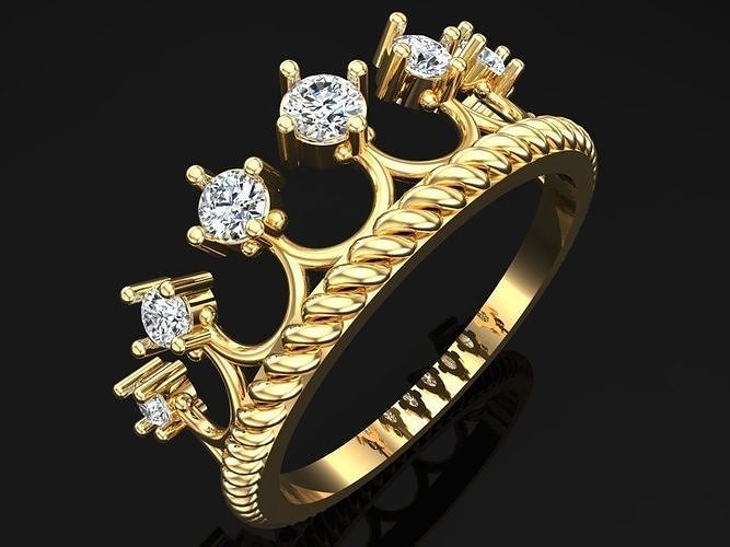 Crown Rings - Queen ring -  Diamond ring - Womens Rings - N2408 3D print model