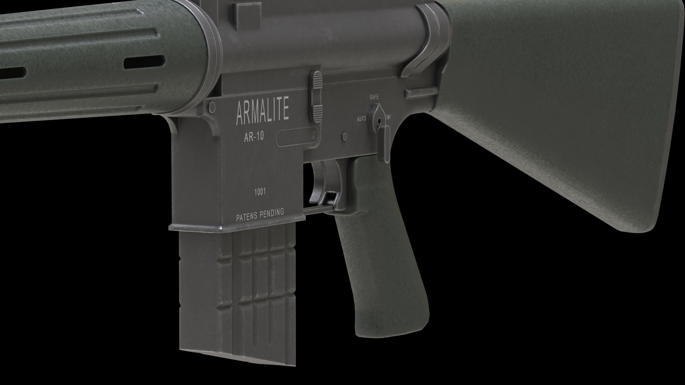 Armalite AR-10 Low Poly Low-poly 3D model_8