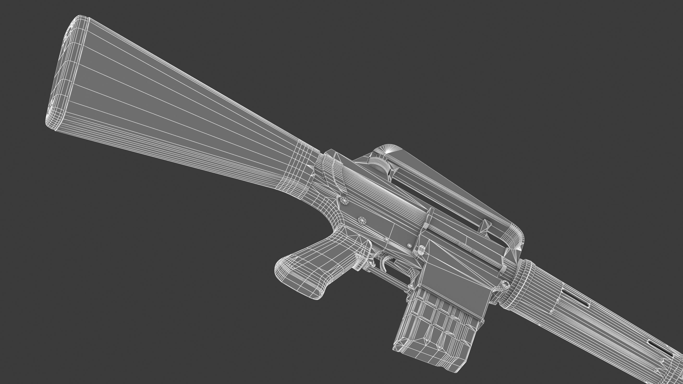 Armalite AR-10 Low Poly Low-poly 3D model_26