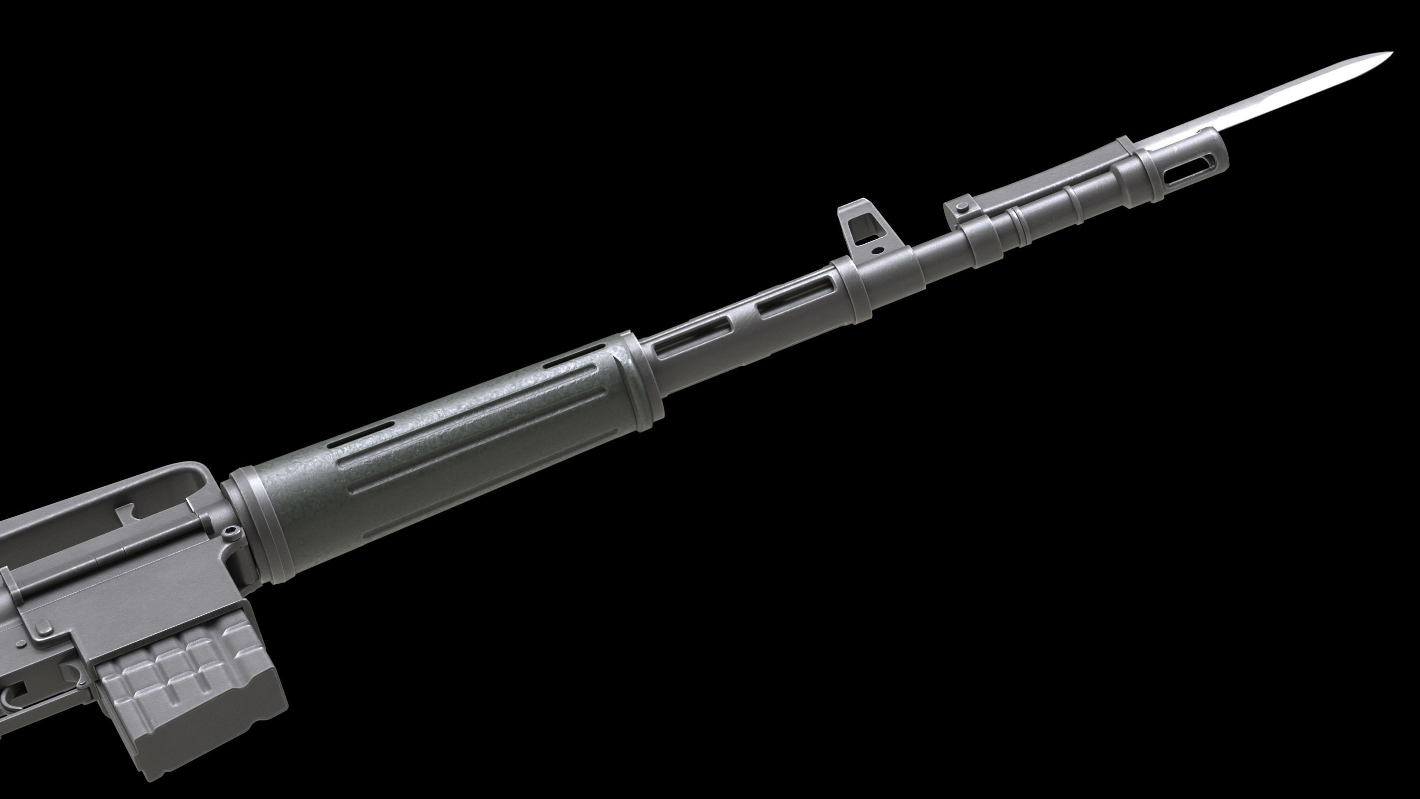 Armalite AR-10 Low Poly Low-poly 3D model_12