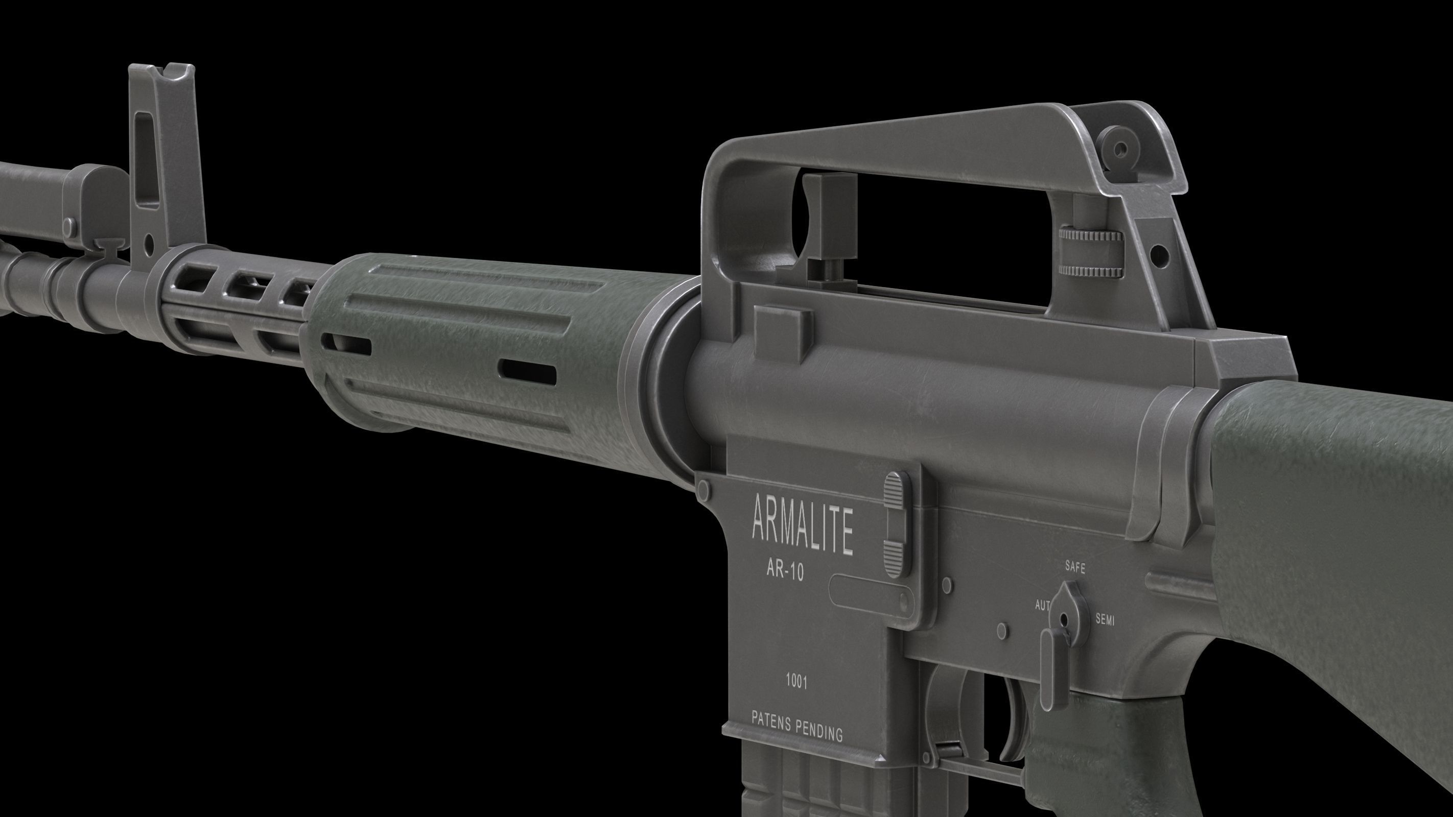 Armalite AR-10 Low Poly Low-poly 3D model_6