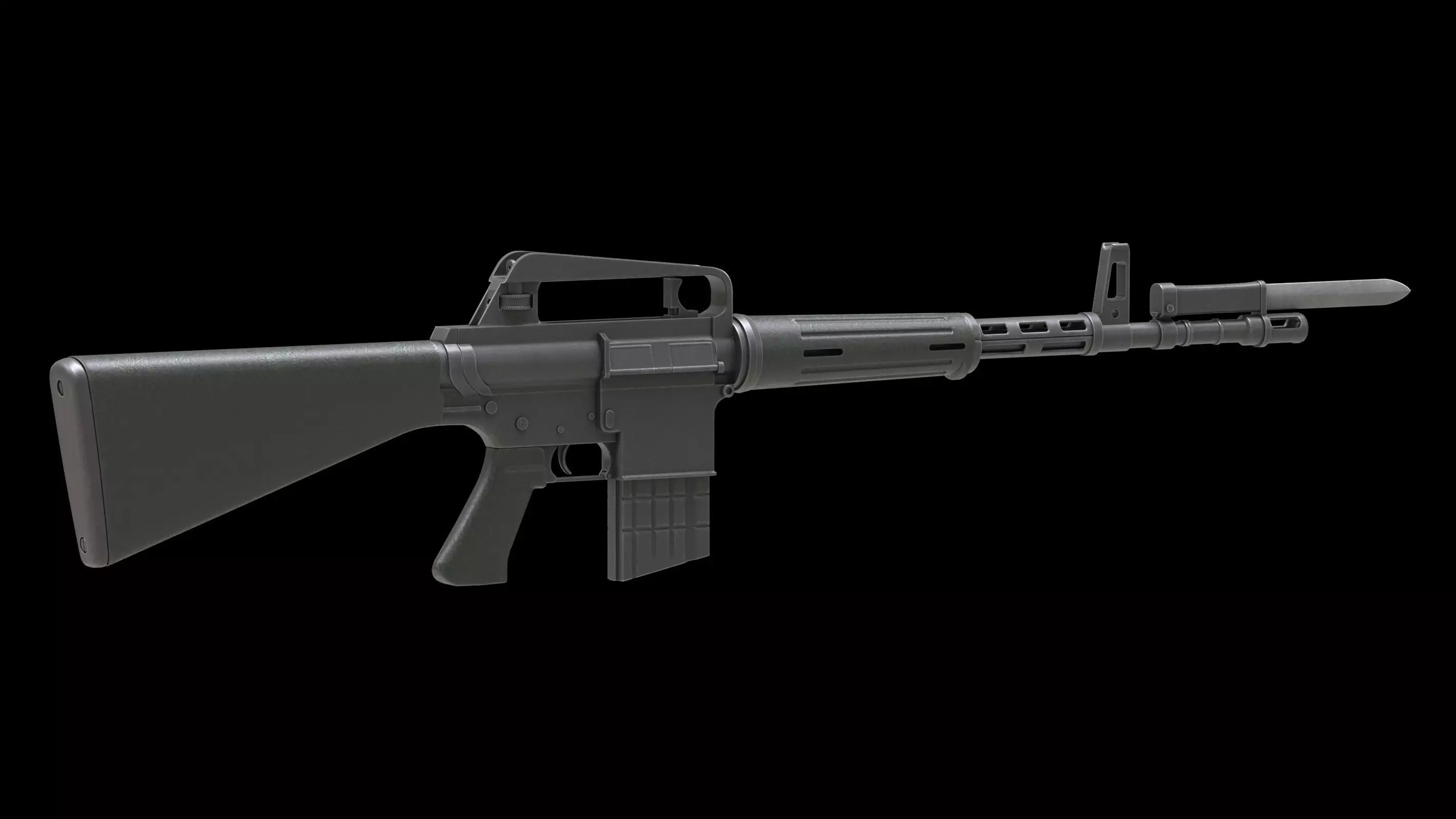 Armalite AR-10 Low Poly Low-poly 3D model_0