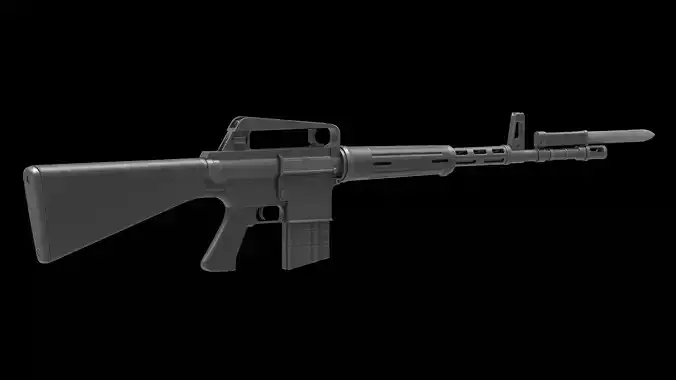 Armalite AR-10 Low Poly Low-poly 3D model