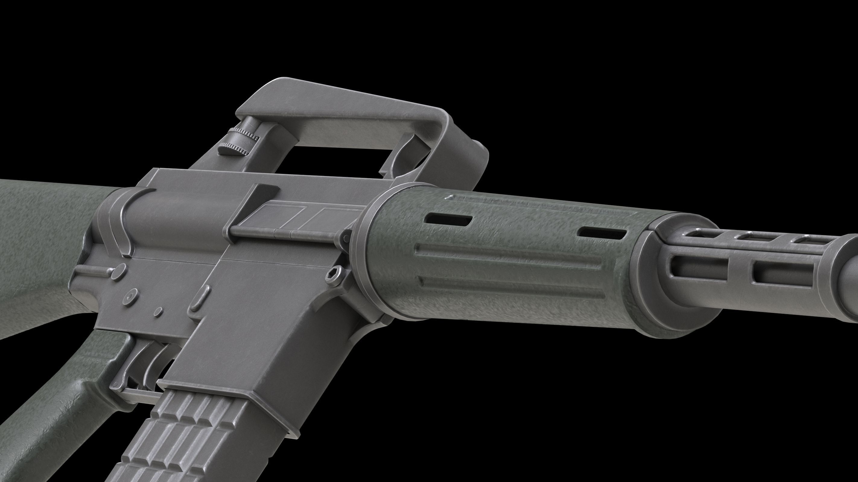 Armalite AR-10 Low Poly Low-poly 3D model_13