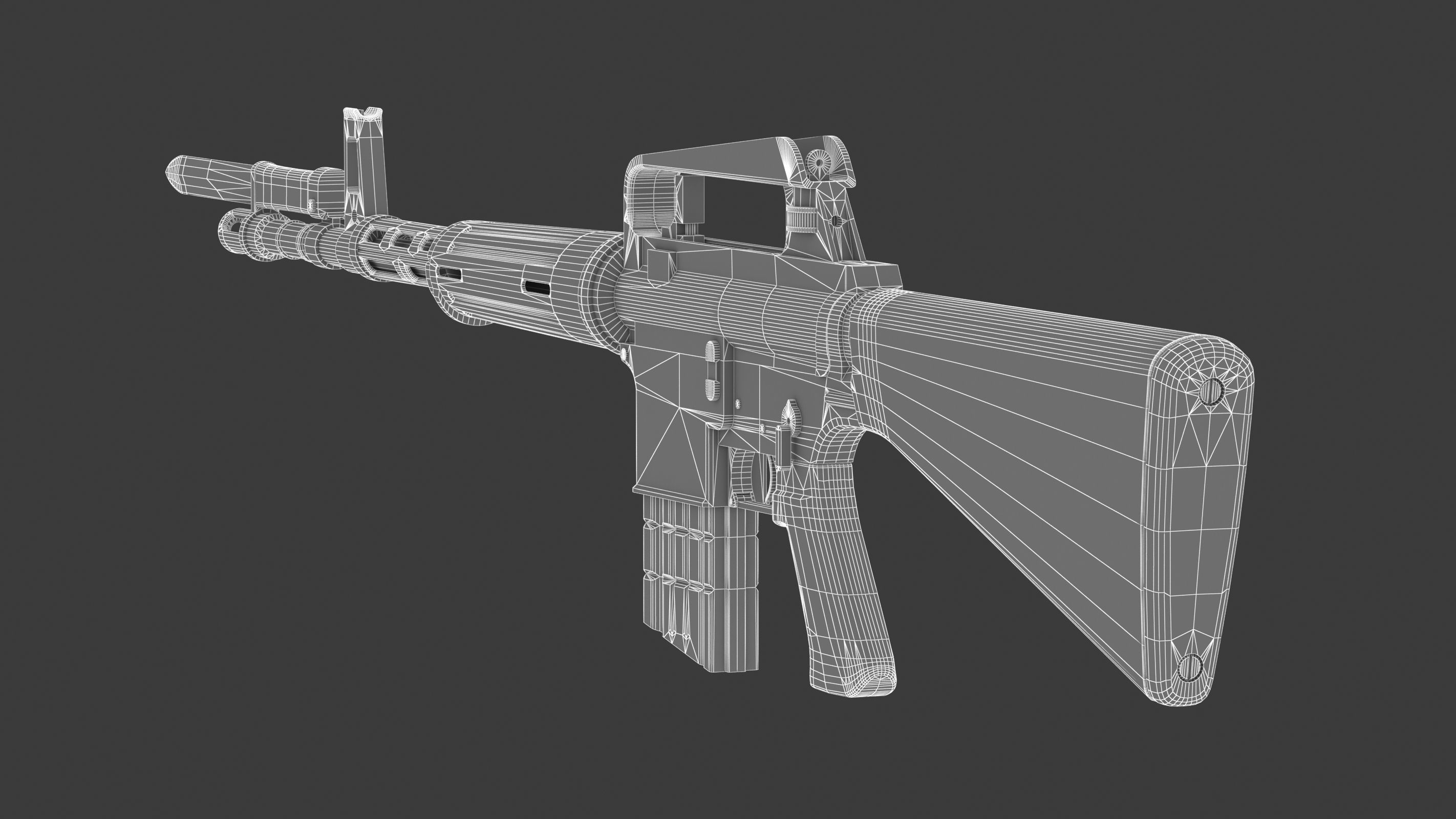 Armalite AR-10 Low Poly Low-poly 3D model_15