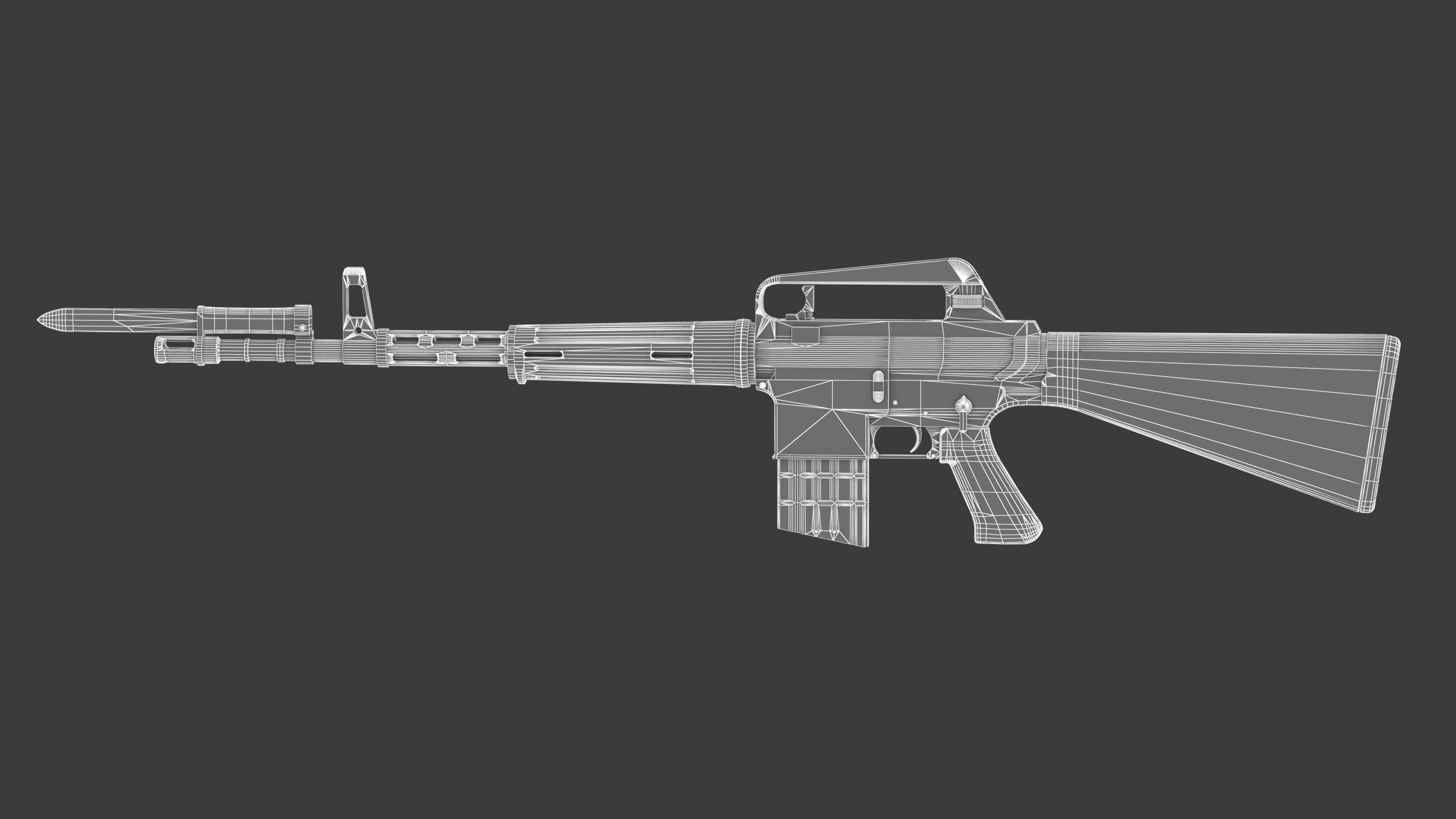 Armalite AR-10 Low Poly Low-poly 3D model_17