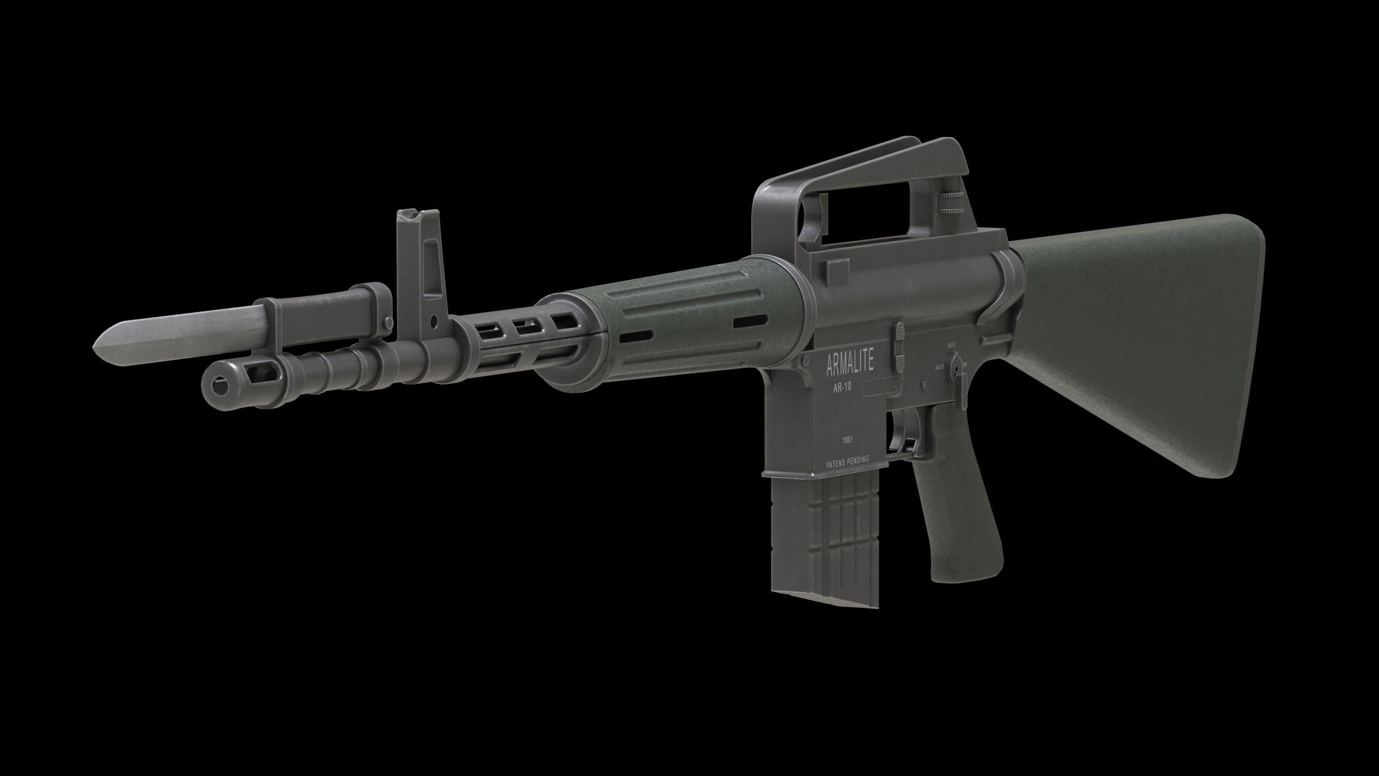 Armalite AR-10 Low Poly Low-poly 3D model_3