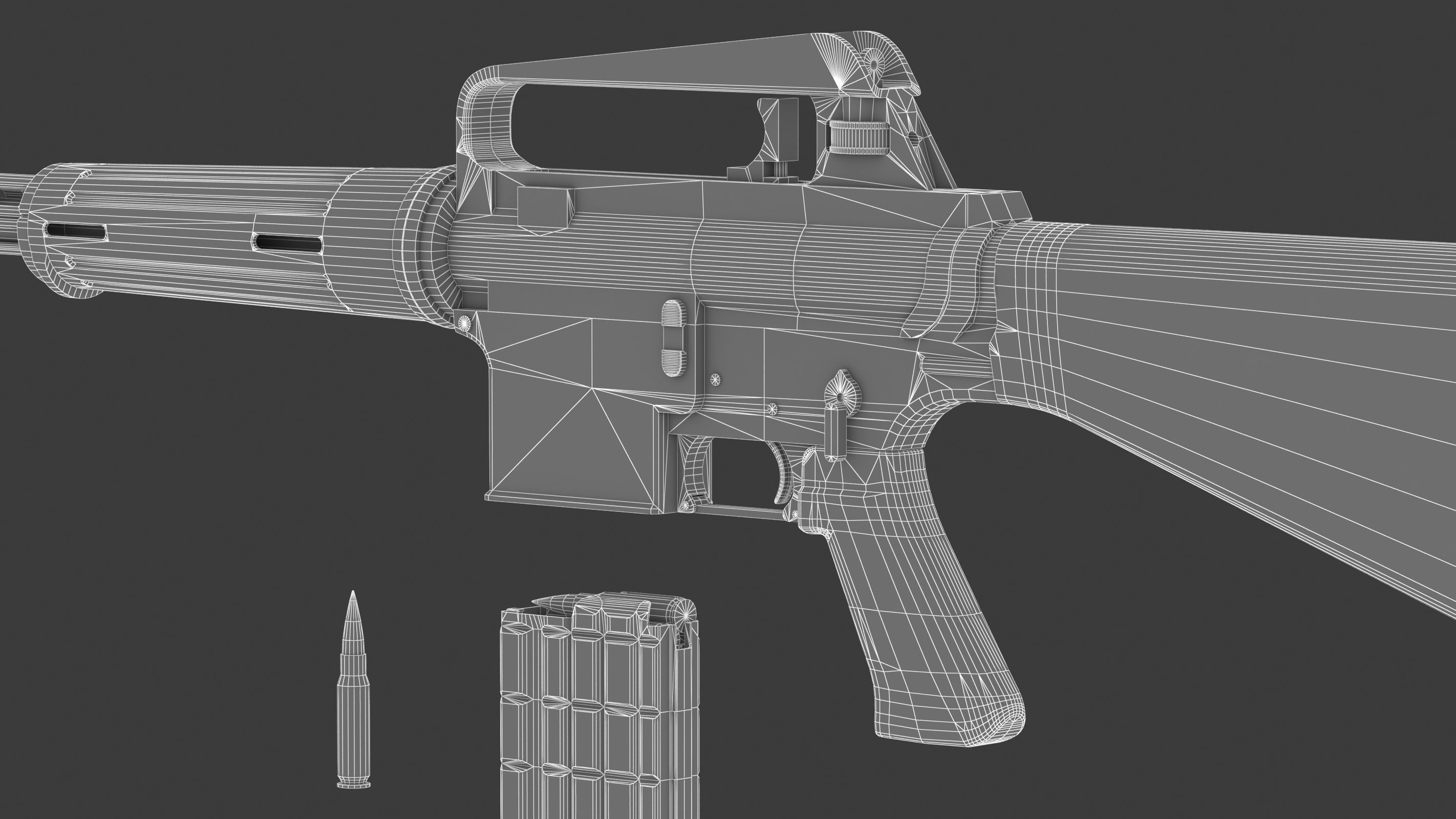 Armalite AR-10 Low Poly Low-poly 3D model_29