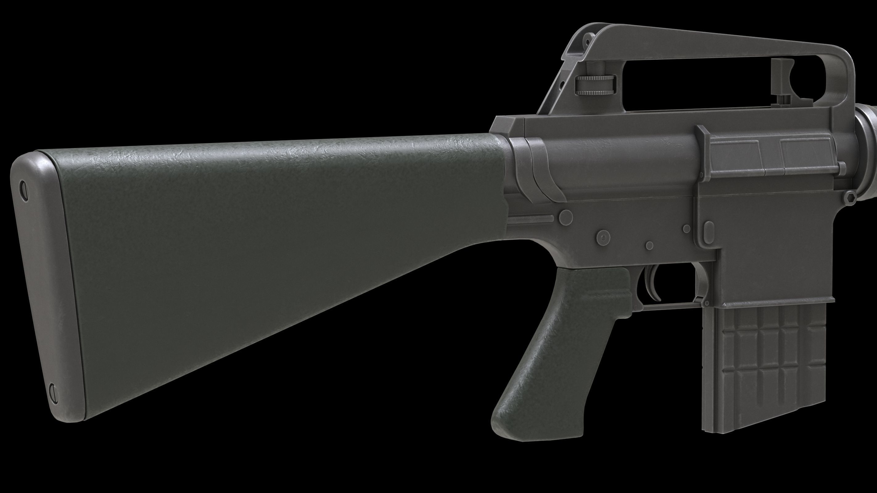 Armalite AR-10 Low Poly Low-poly 3D model_5