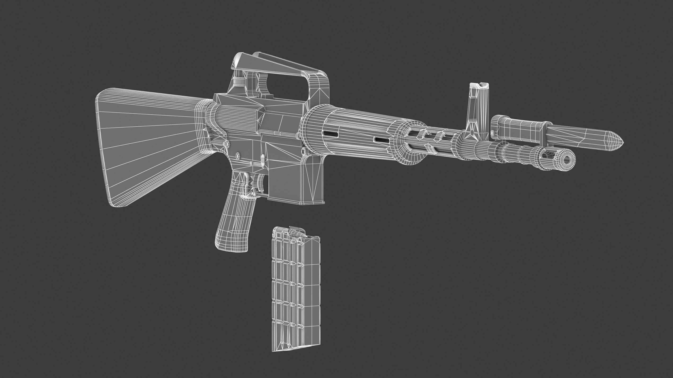 Armalite AR-10 Low Poly Low-poly 3D model_19