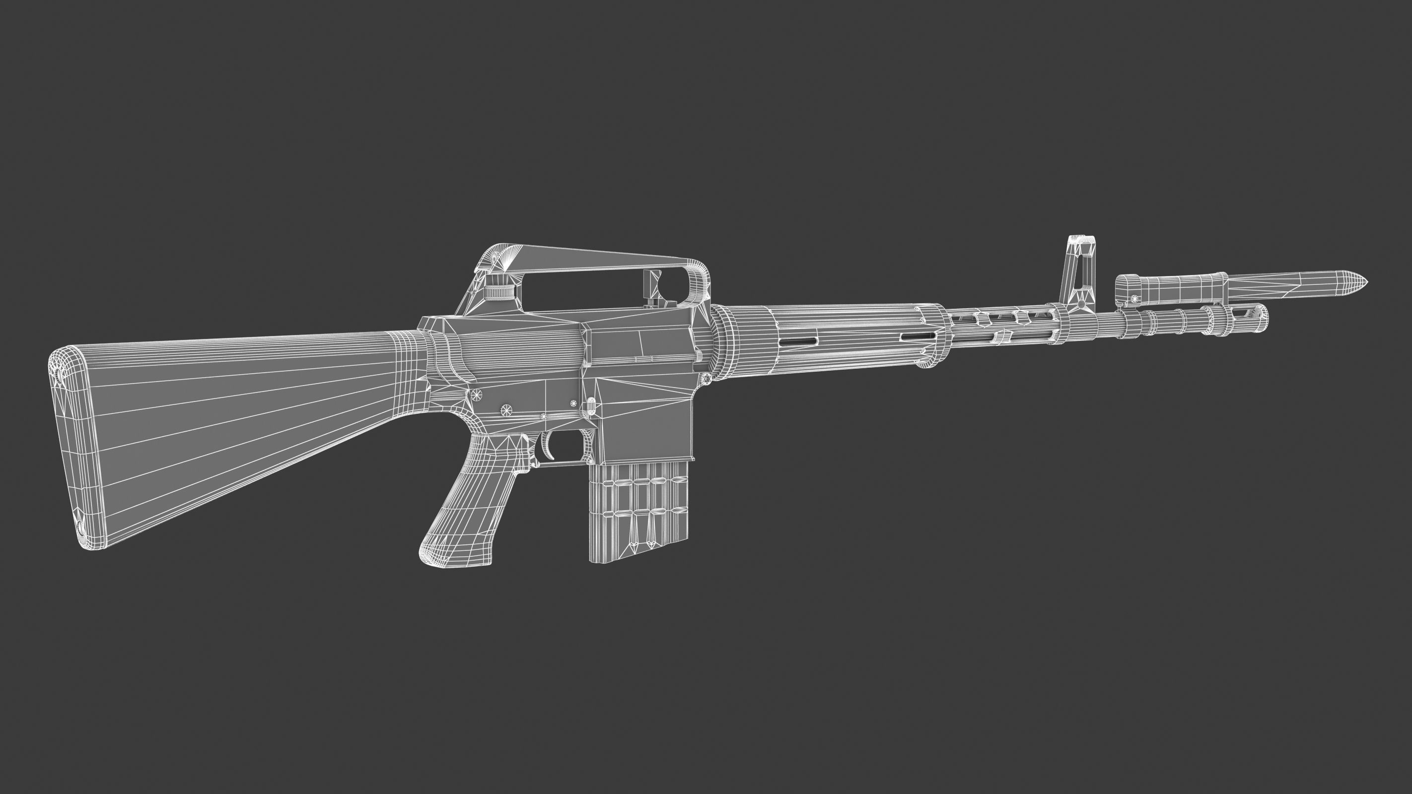 Armalite AR-10 Low Poly Low-poly 3D model_16