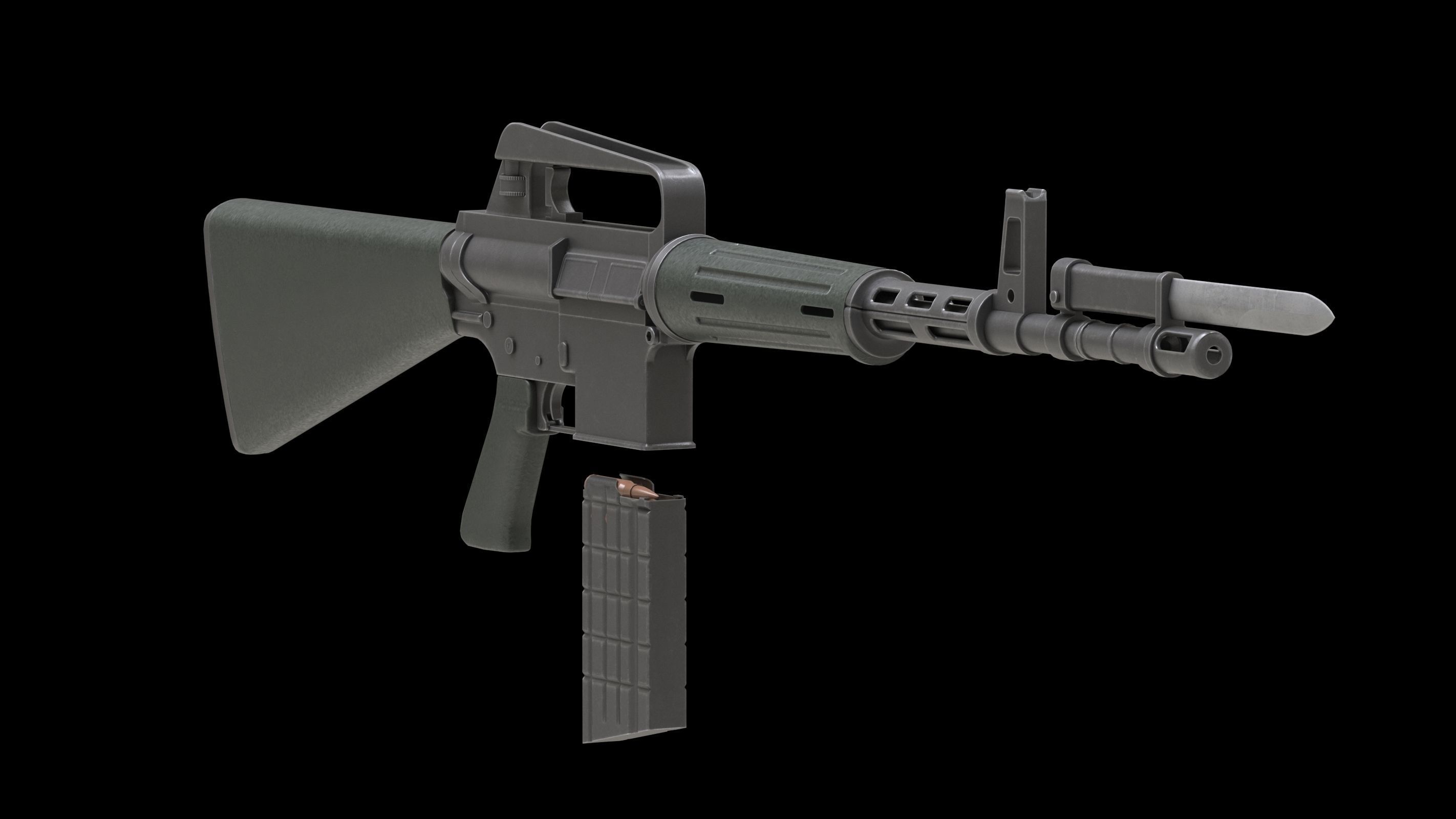 Armalite AR-10 Low Poly Low-poly 3D model_4