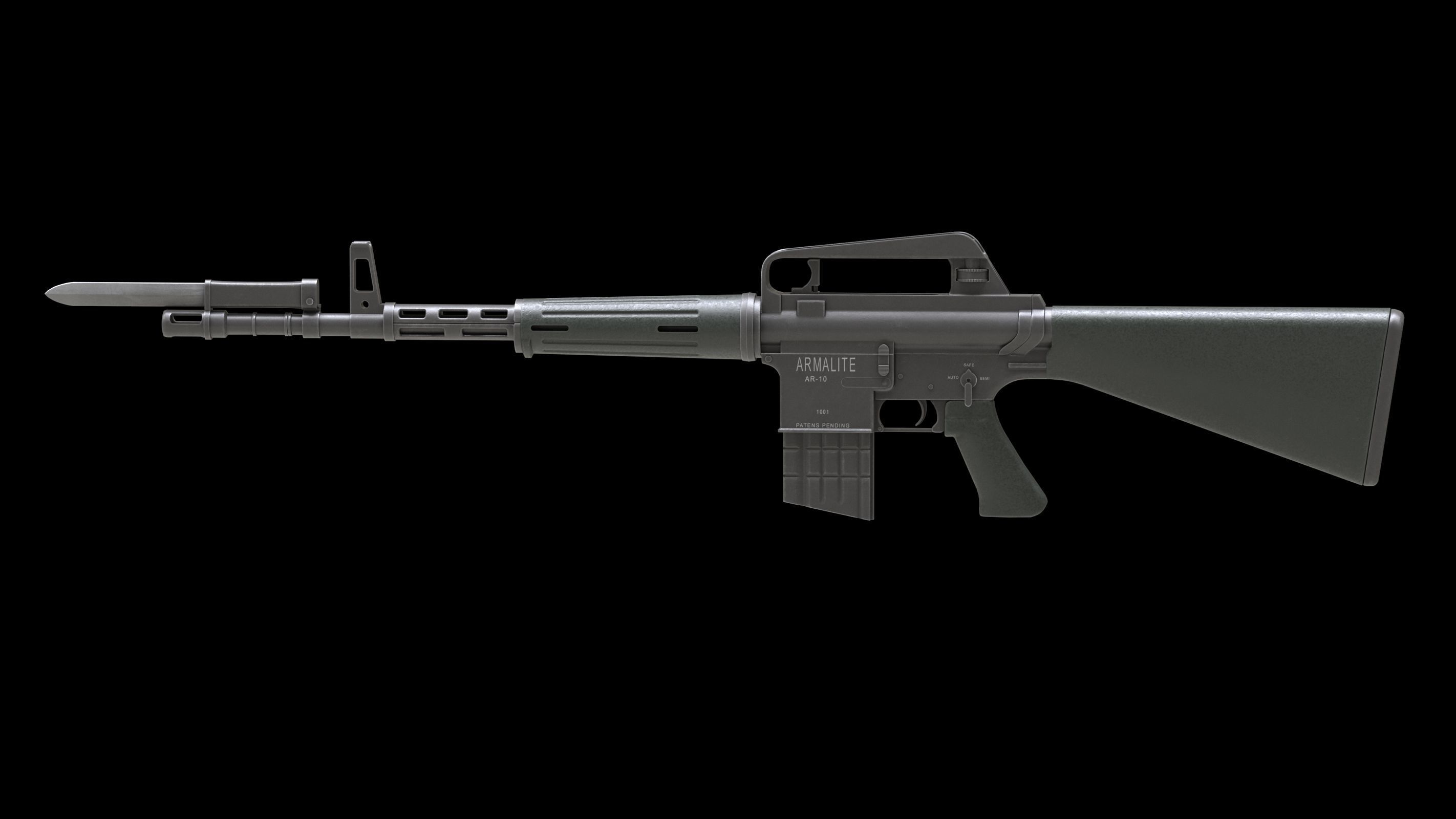 Armalite AR-10 Low Poly Low-poly 3D model_2