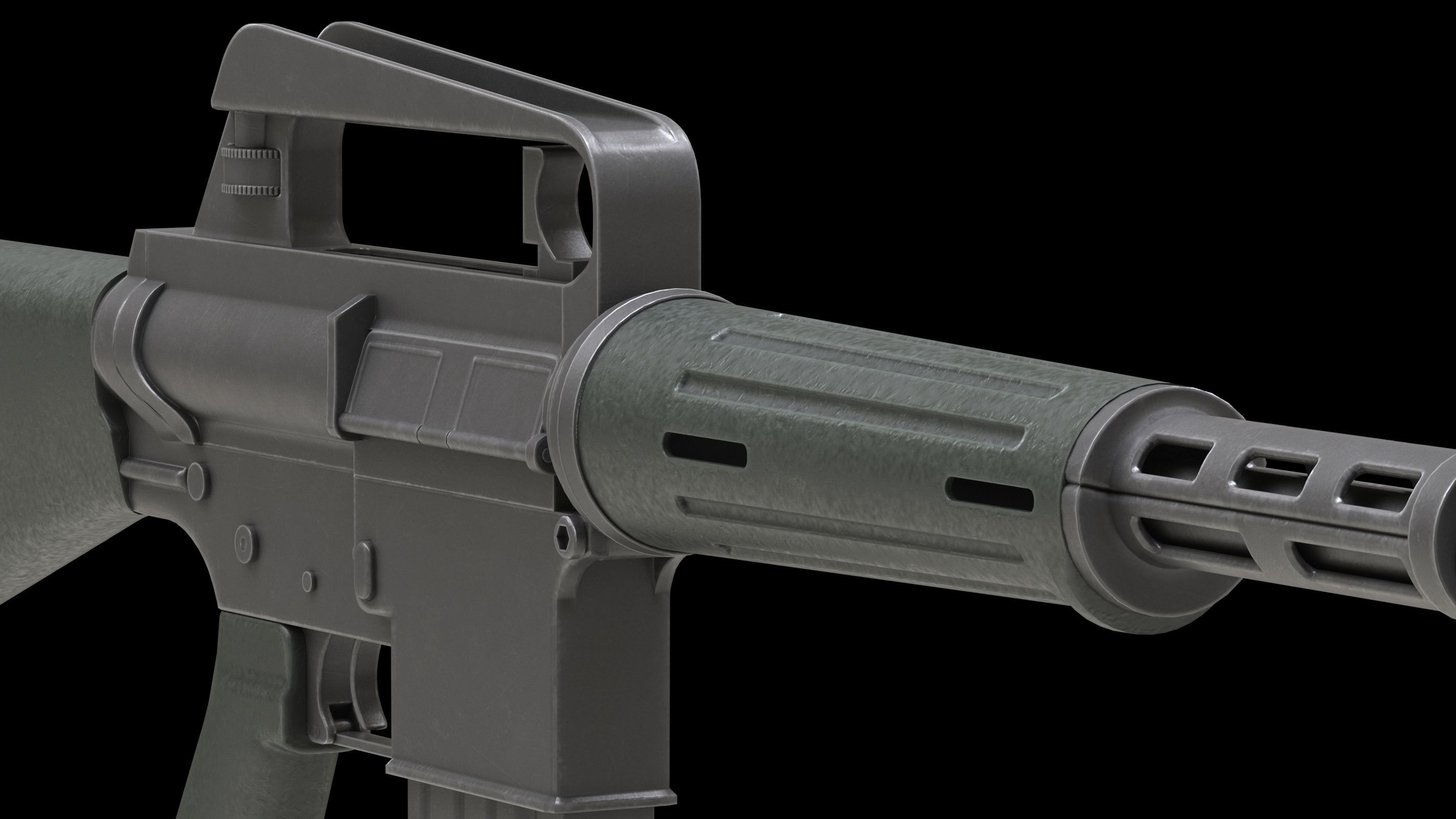 Armalite AR-10 Low Poly Low-poly 3D model_9