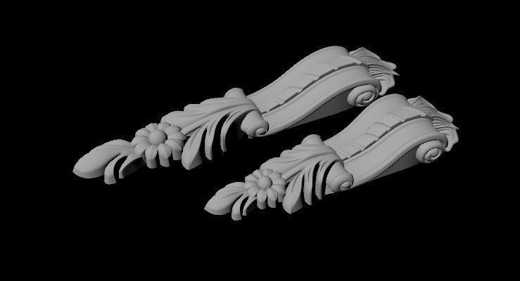 pilaster pair of gold earrings 3D model_1