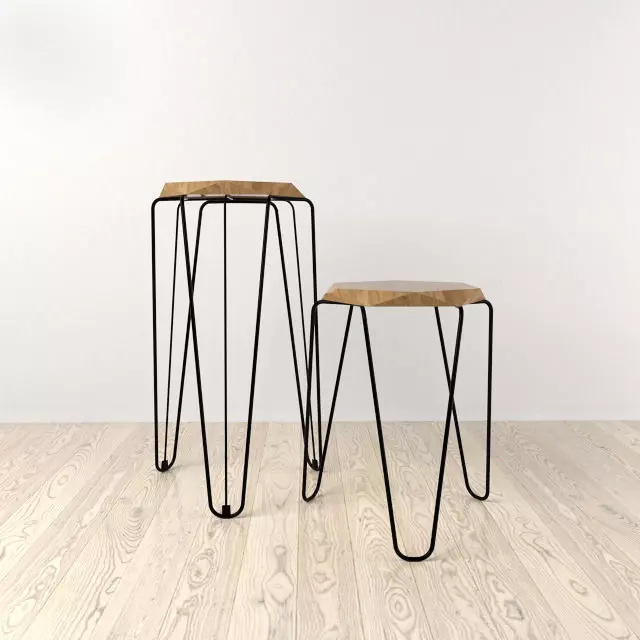 REX-KLEIN-GEM two stools with hairpin legs Free 3D model_0
