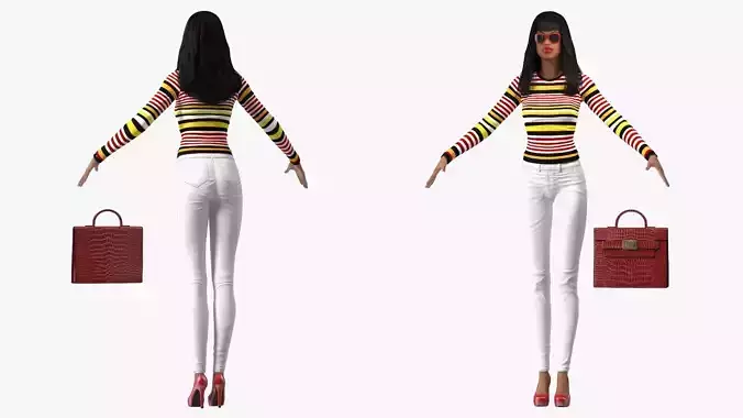 Fashionable Style Teenage Light Skin Black Girl T Pose