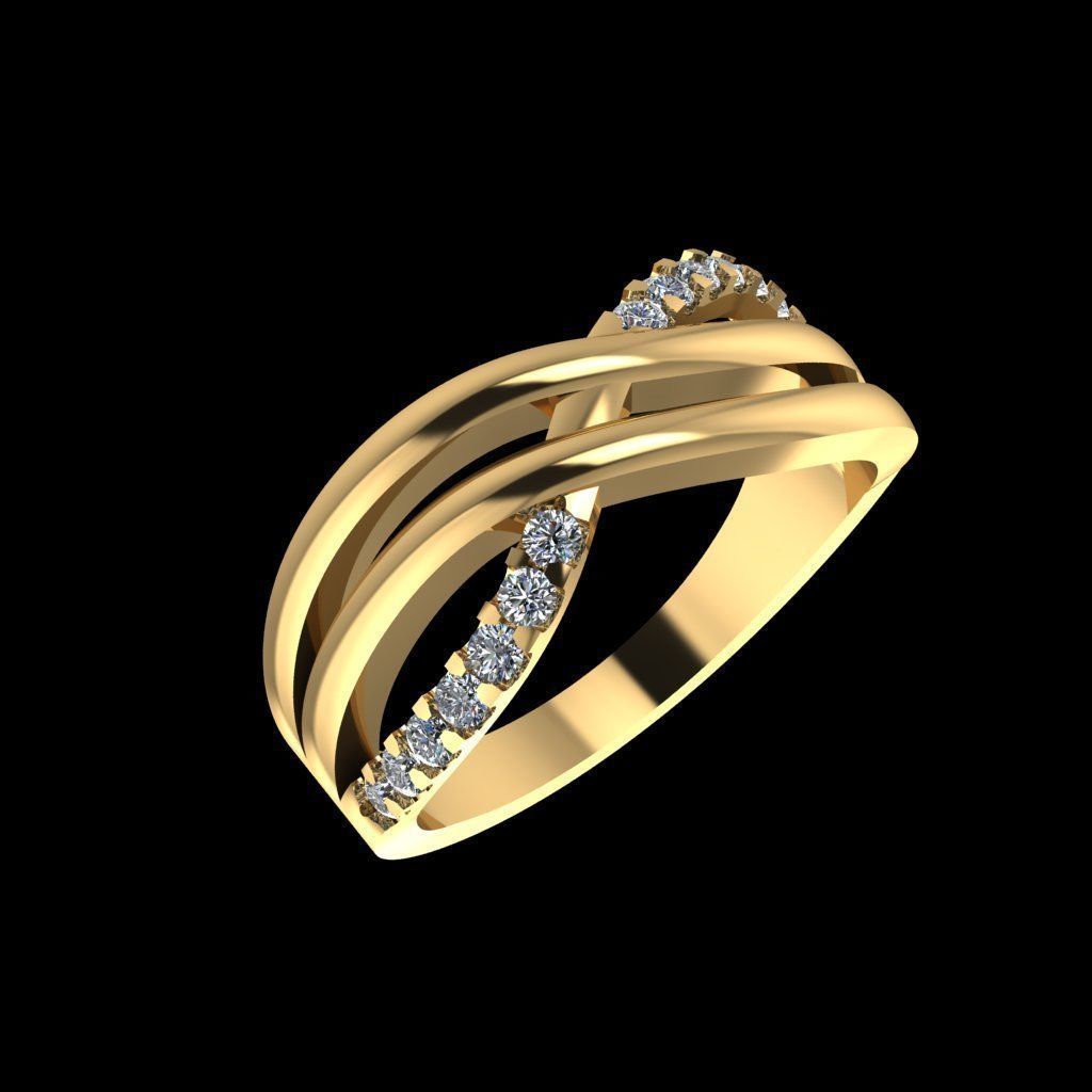 Couple Engagement Stone Rings 3D print model_1