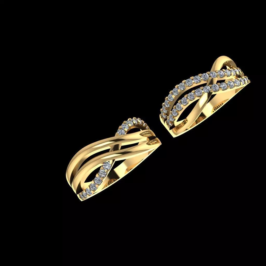 Couple Engagement Stone Rings 3D print model_0