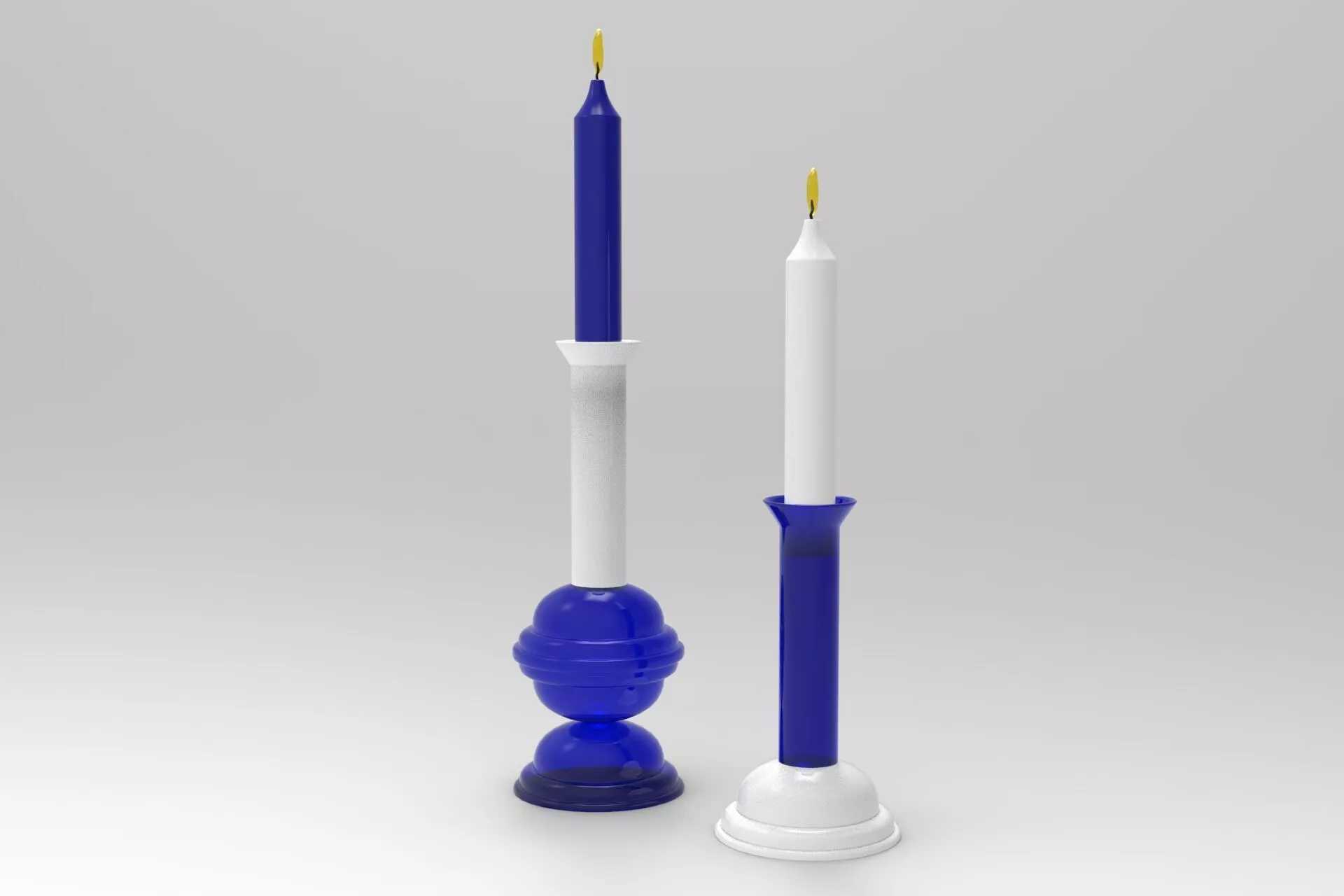 Blue Candlesticks Low-poly 3D model