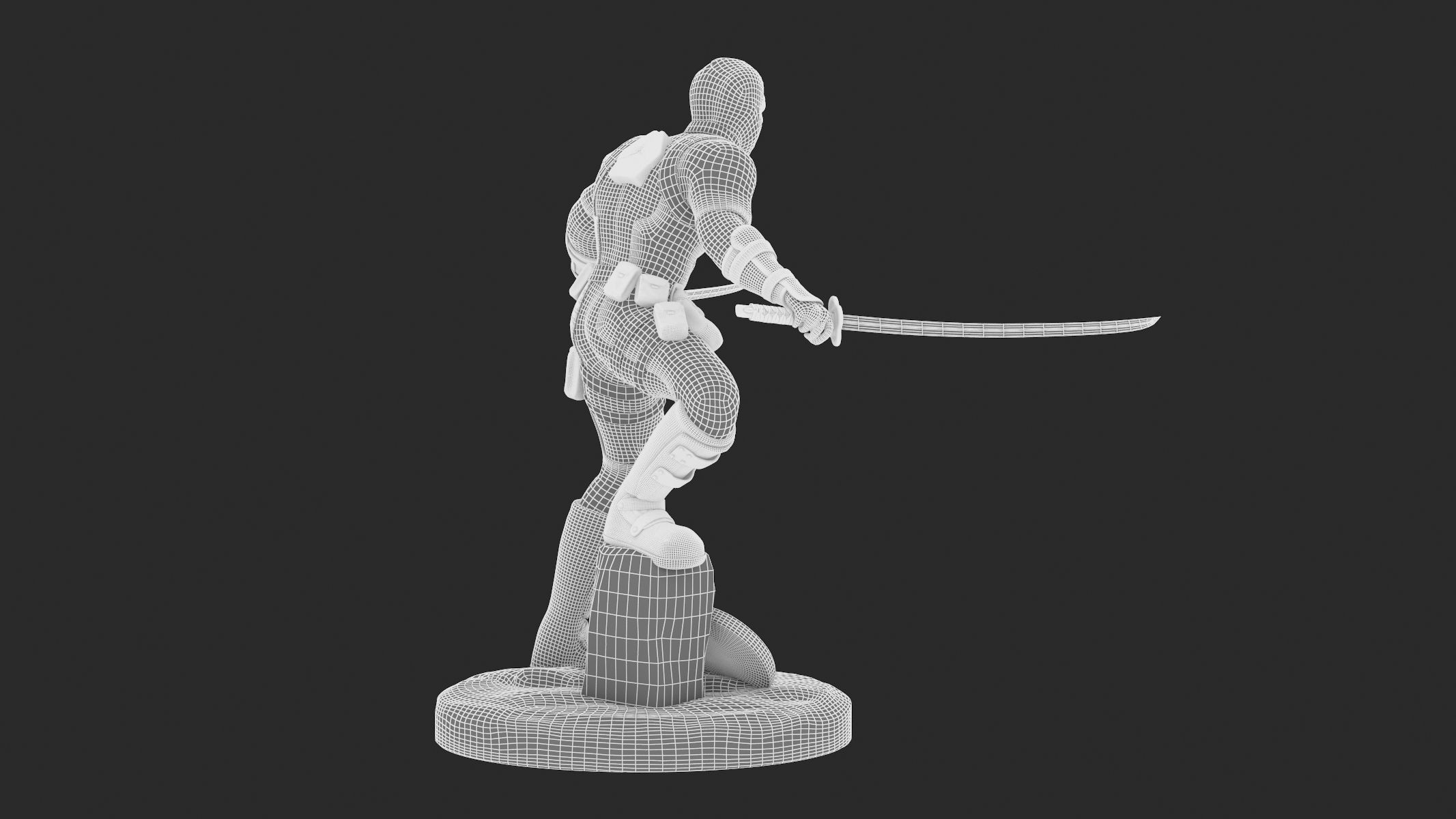 DeadPool 3D Printable Low-poly 3D model_13