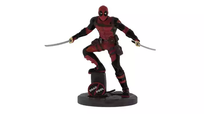 DeadPool 3D Printable Low-poly 3D model