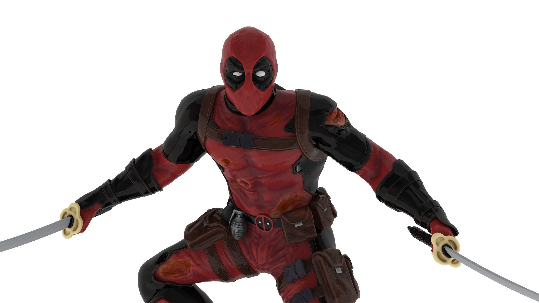 DeadPool 3D Printable Low-poly 3D model_6