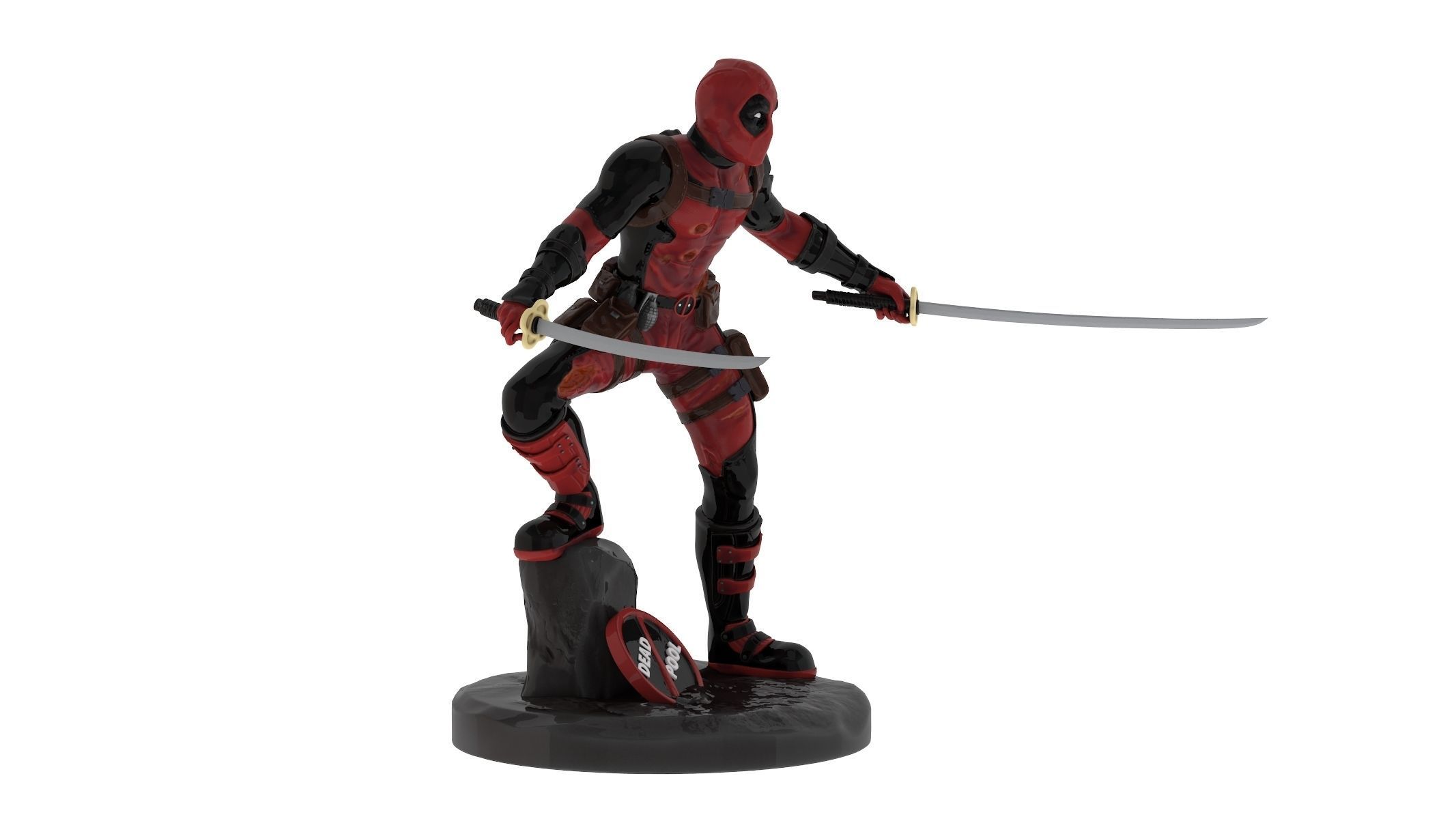 DeadPool 3D Printable Low-poly 3D model_2