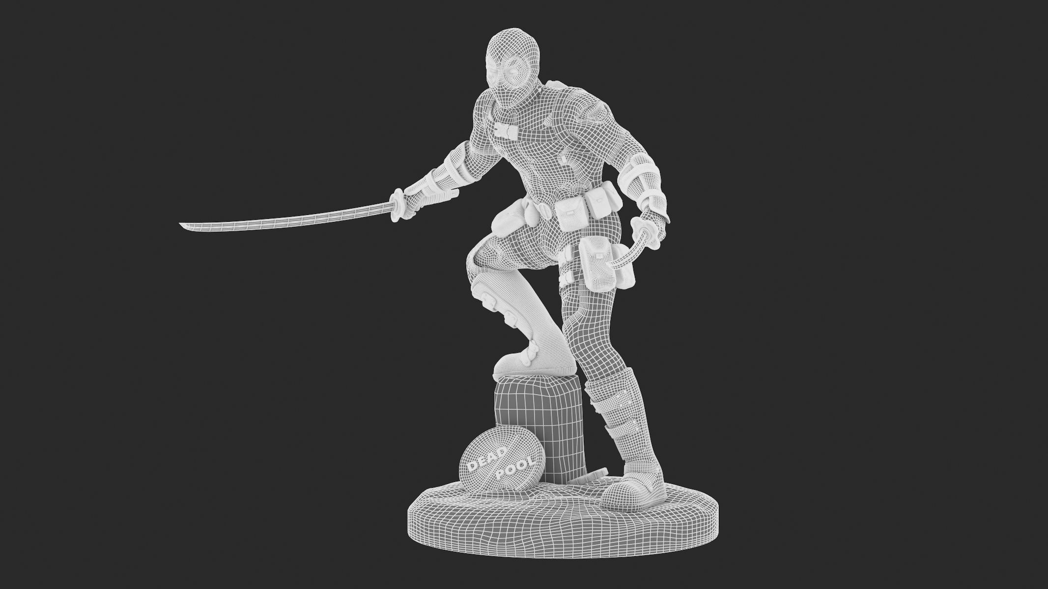 DeadPool 3D Printable Low-poly 3D model_15