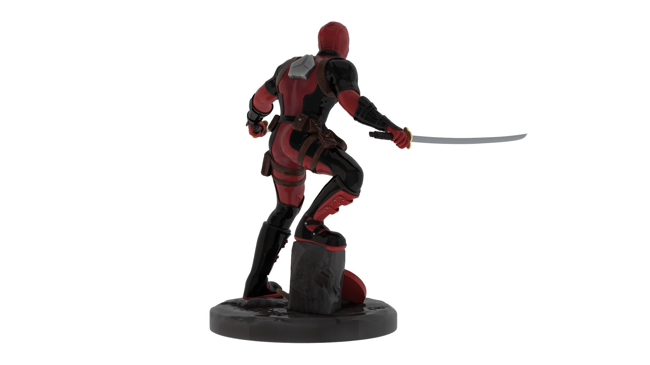 DeadPool 3D Printable Low-poly 3D model_3