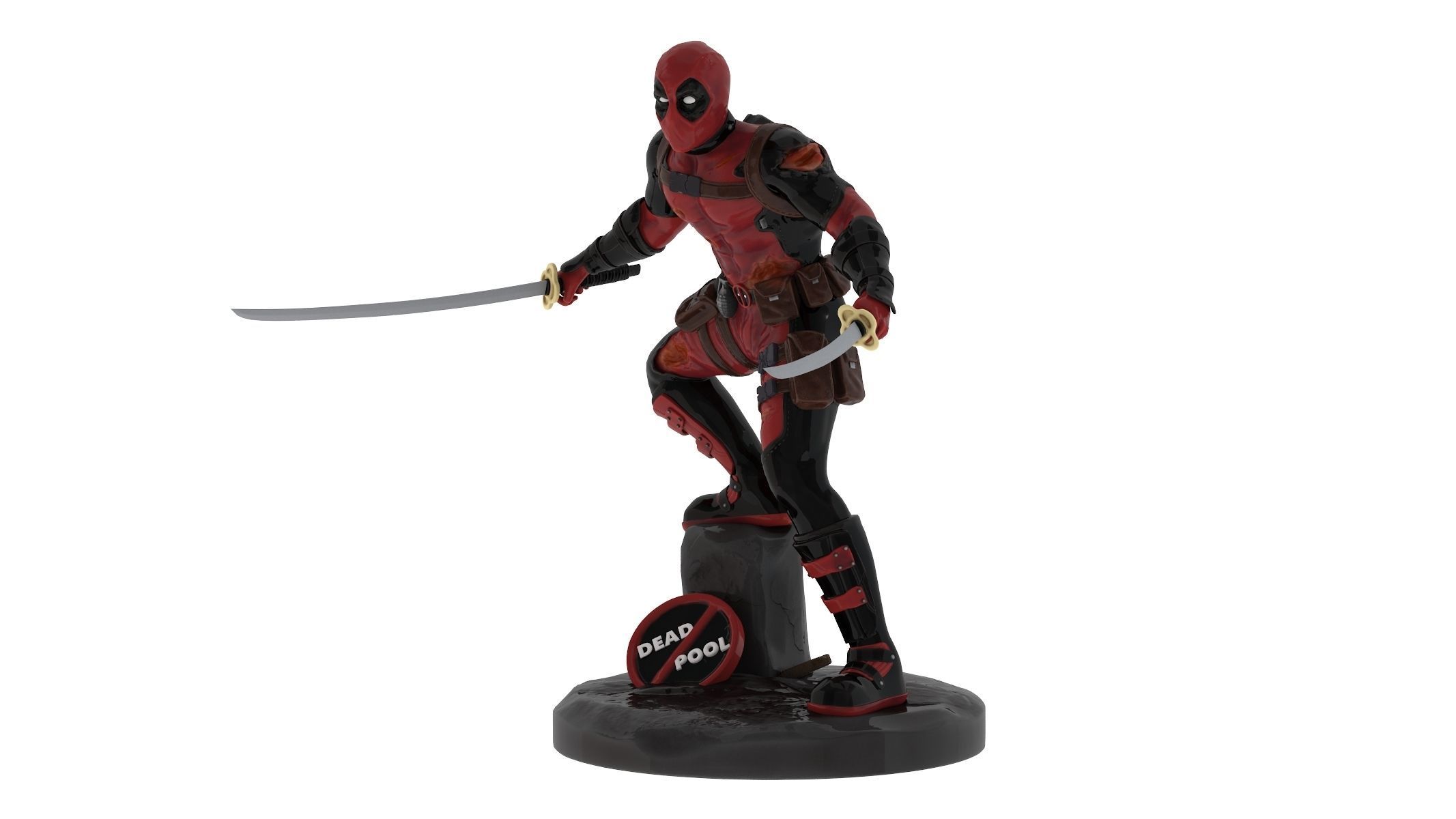 DeadPool 3D Printable Low-poly 3D model_5