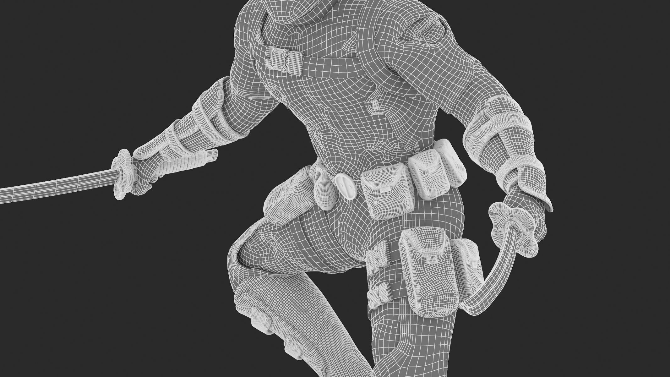 DeadPool 3D Printable Low-poly 3D model_20
