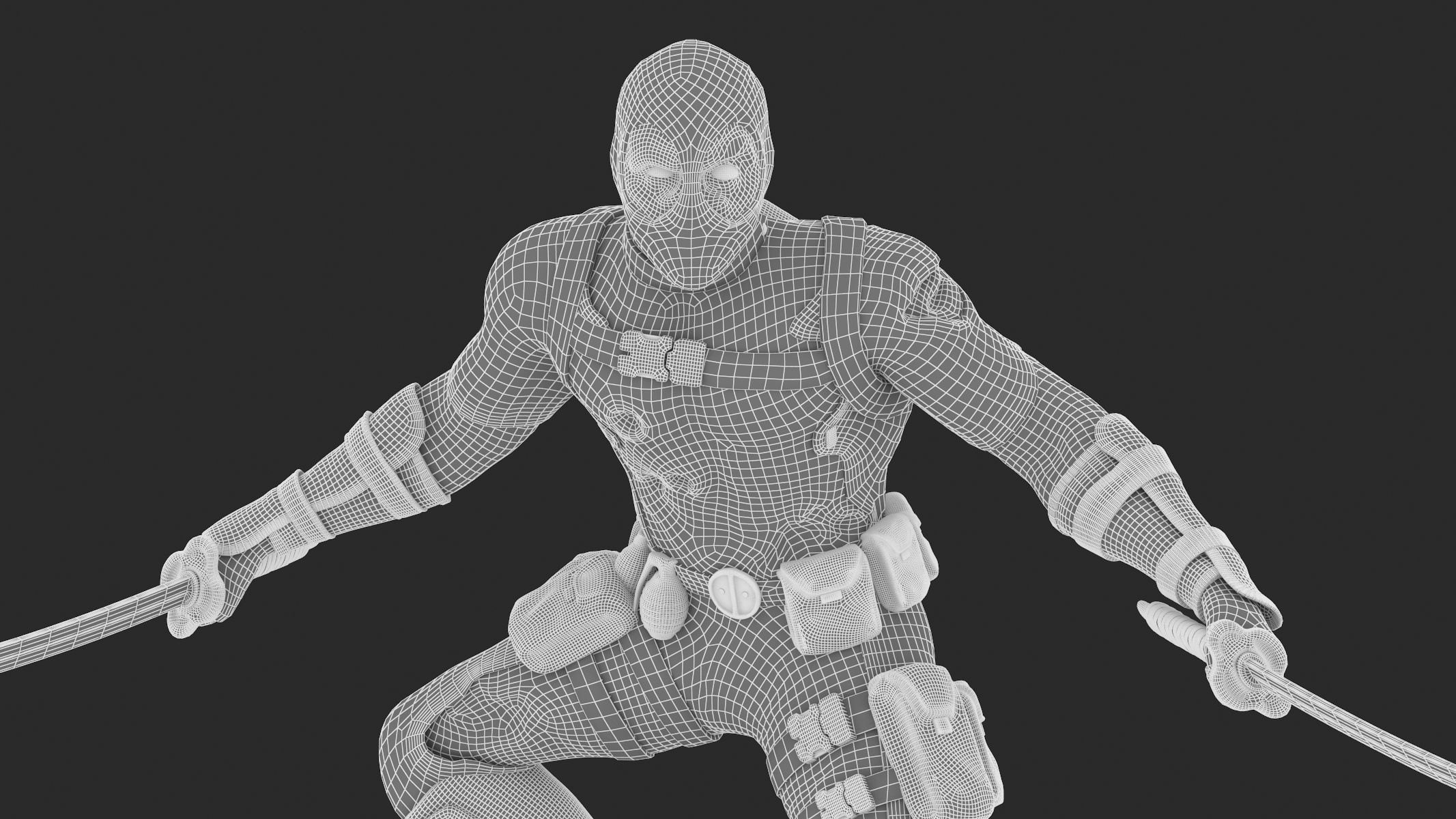 DeadPool 3D Printable Low-poly 3D model_16