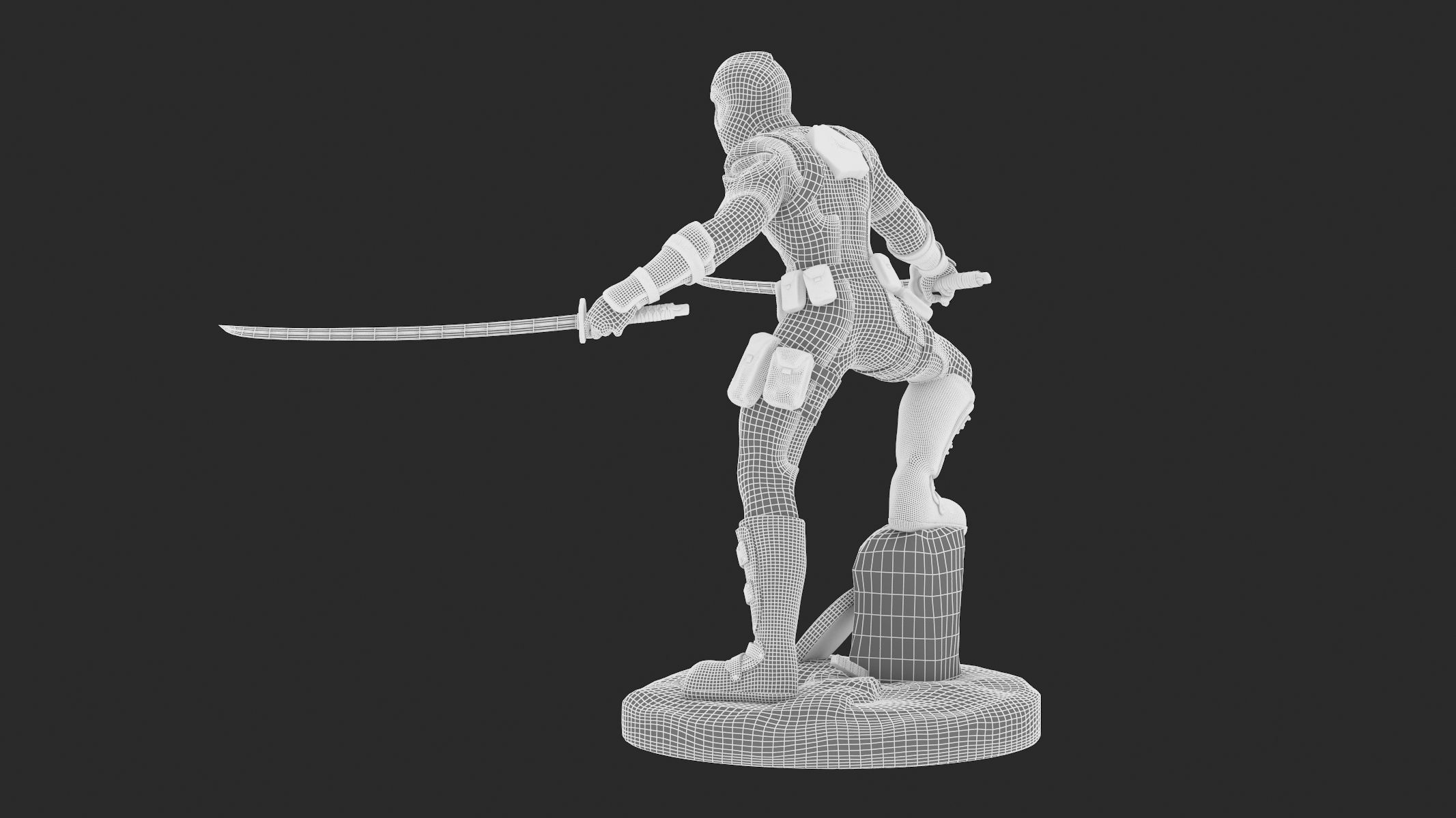 DeadPool 3D Printable Low-poly 3D model_14