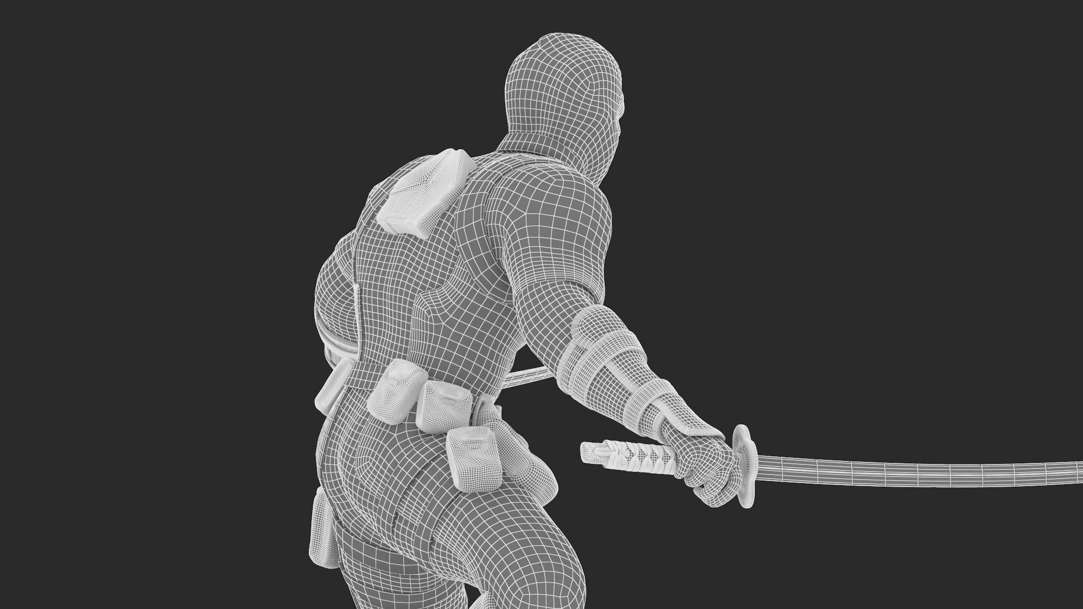 DeadPool 3D Printable Low-poly 3D model_18