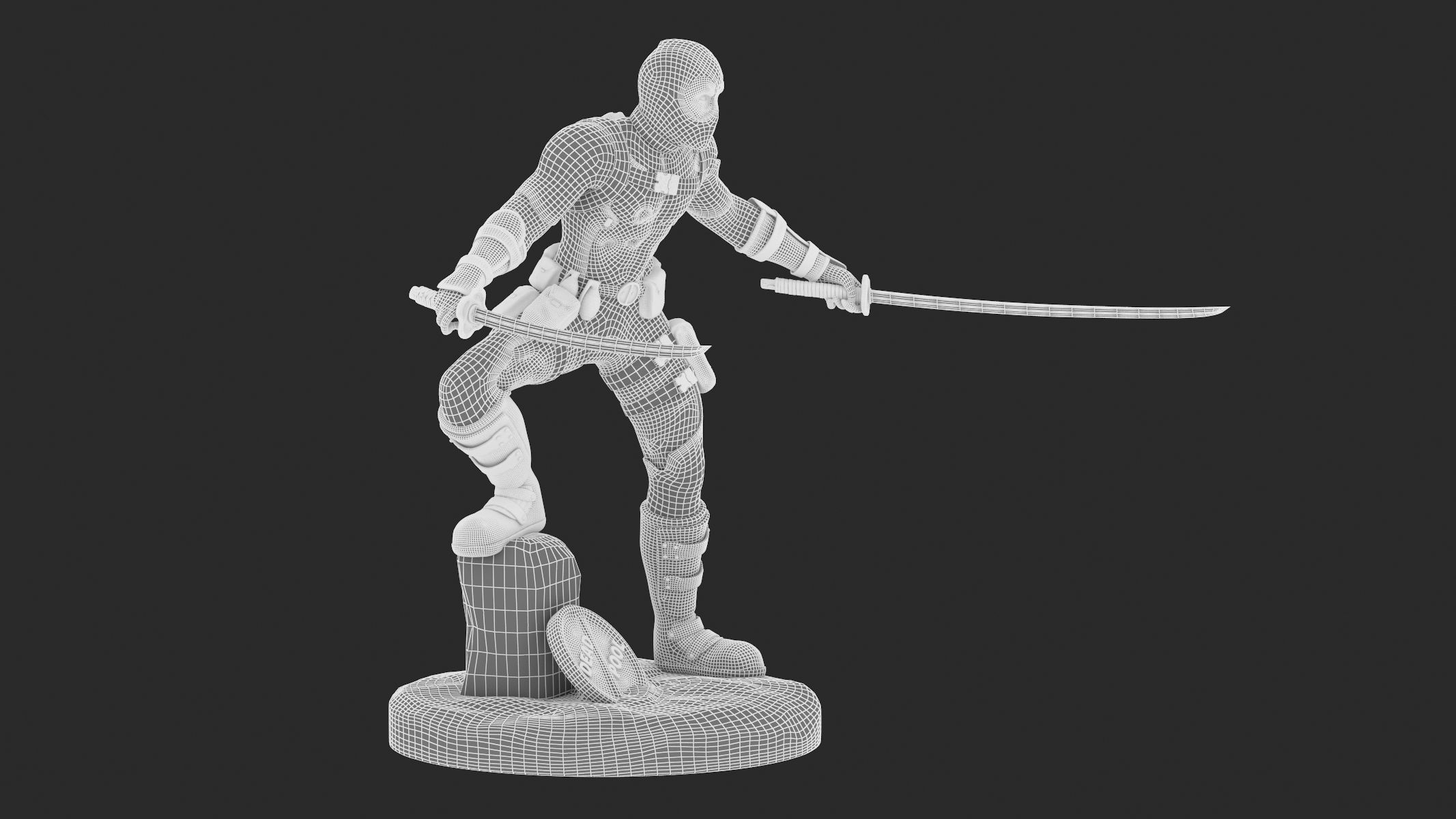 DeadPool 3D Printable Low-poly 3D model_12