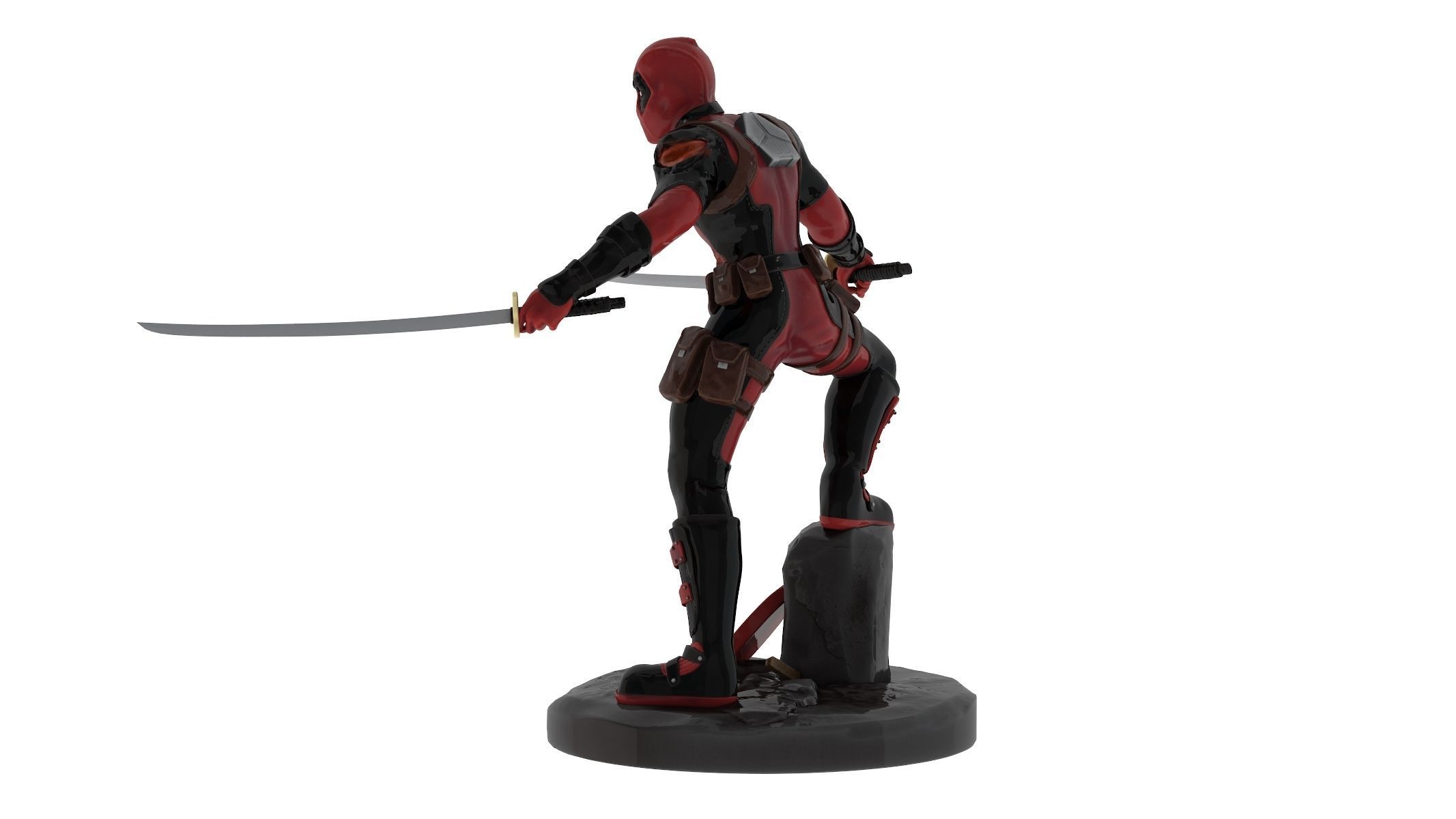DeadPool 3D Printable Low-poly 3D model_4