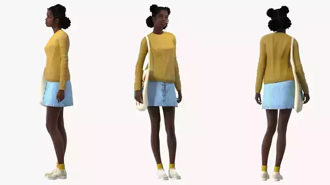 Street Style Black Teenage Girl Standing Pose