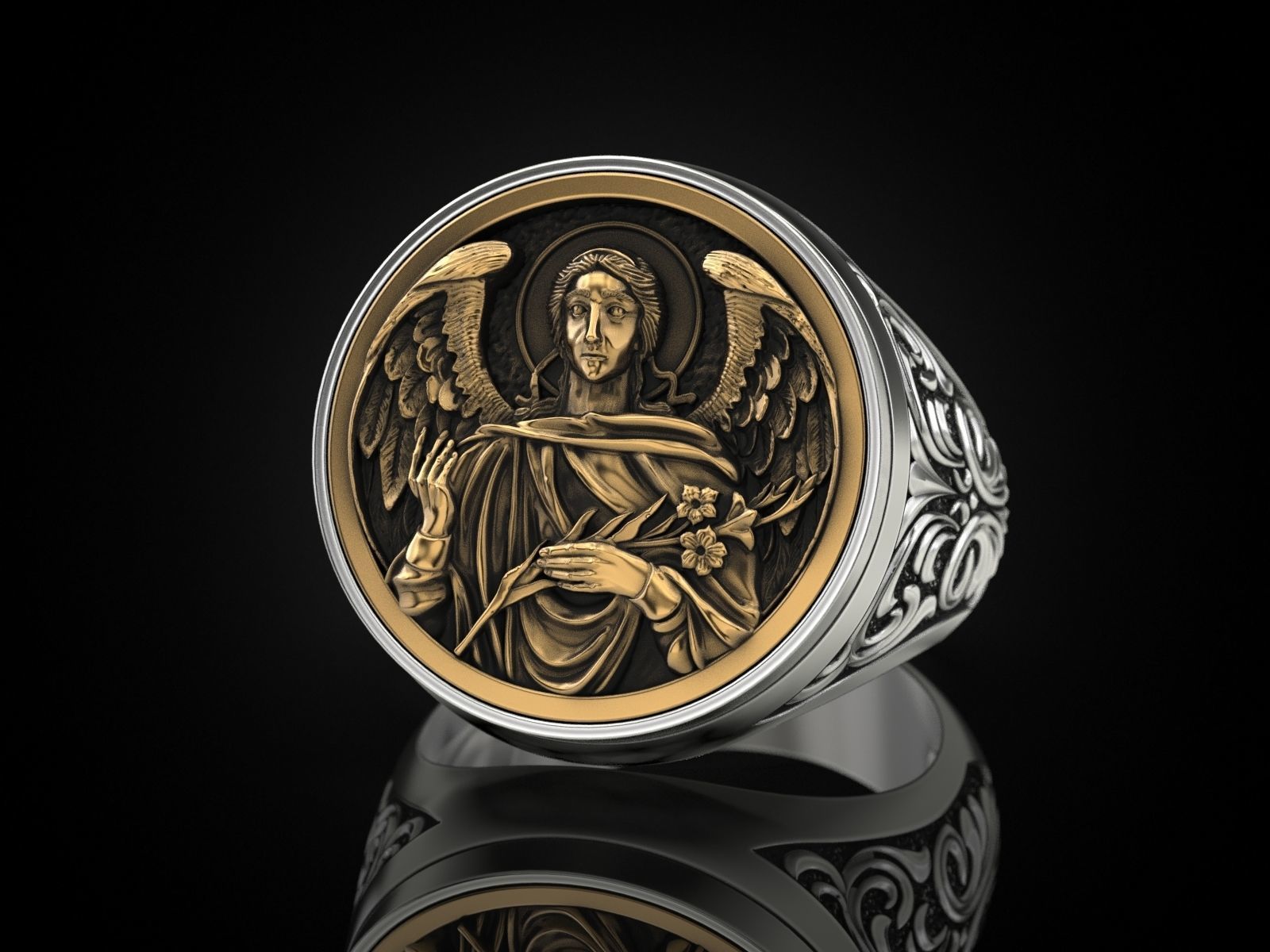 Ring ARCHANGEL GABRIEL 3D print model_1
