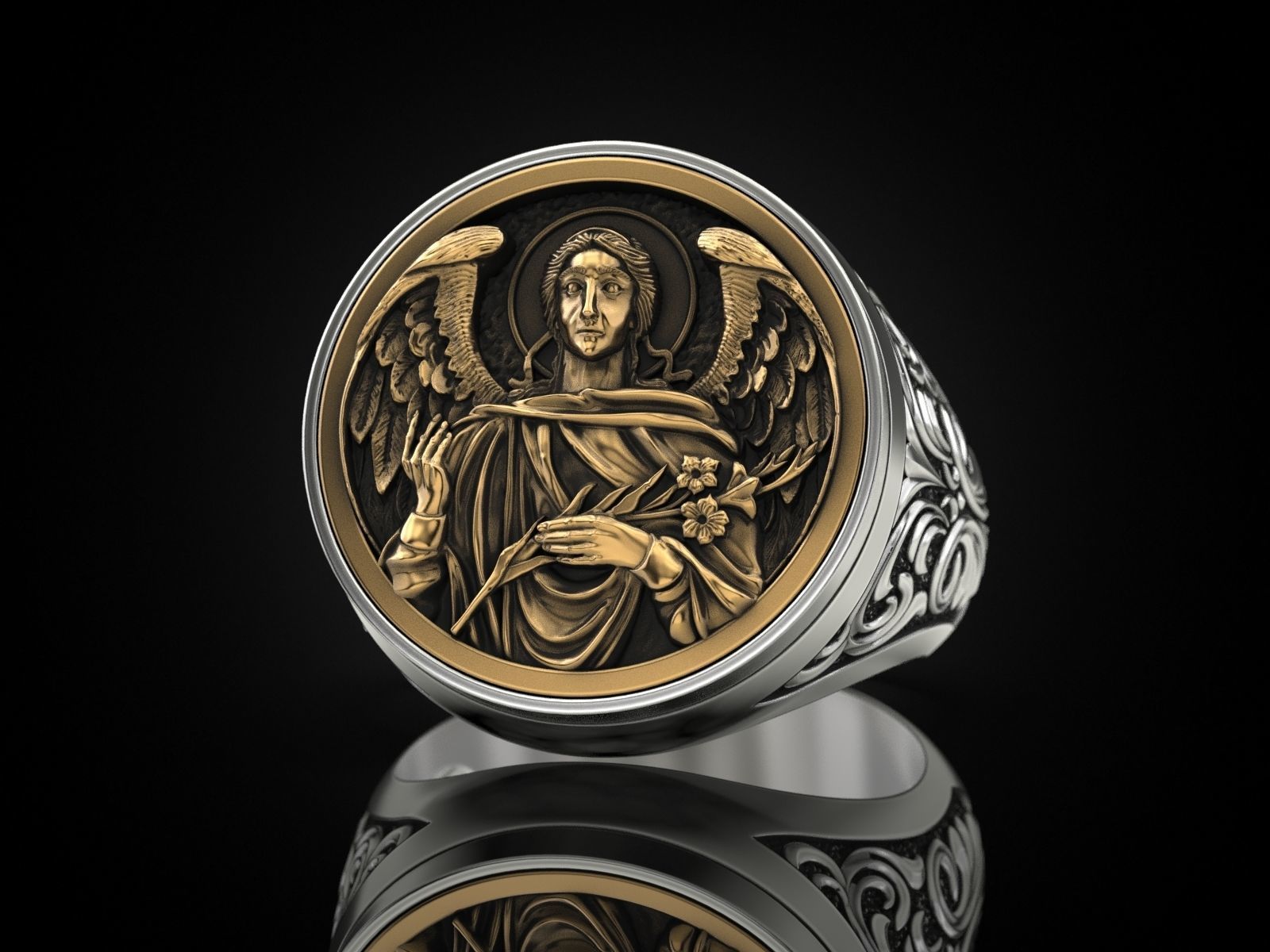 Ring ARCHANGEL GABRIEL 3D print model_3