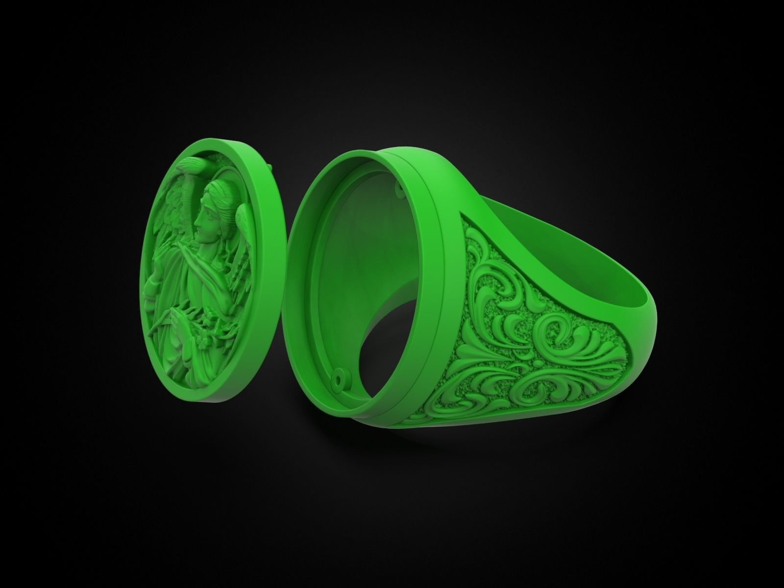 Ring ARCHANGEL GABRIEL 3D print model_10
