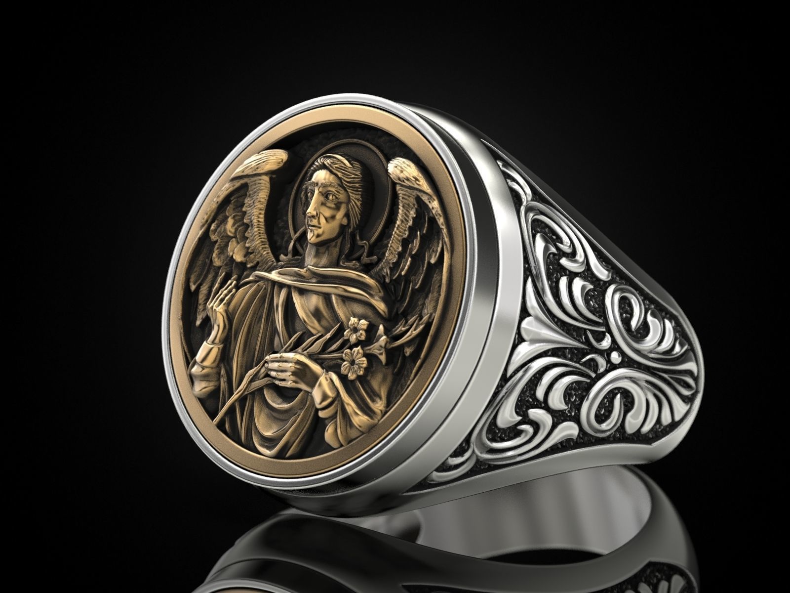 Ring ARCHANGEL GABRIEL 3D print model_4
